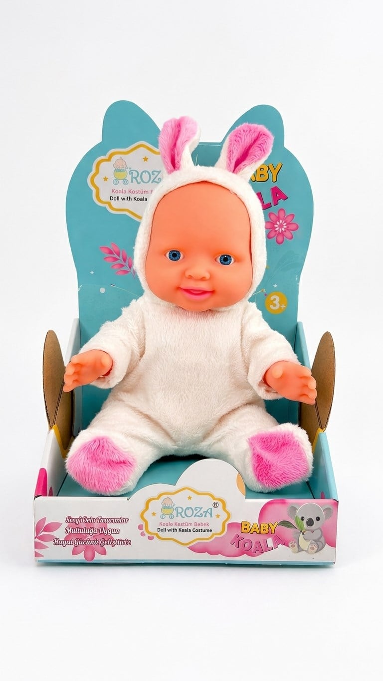 Toyx Sevimli Tavşan Kostümlü Oyuncak Bebek – Beyaz, 3+ Yaş