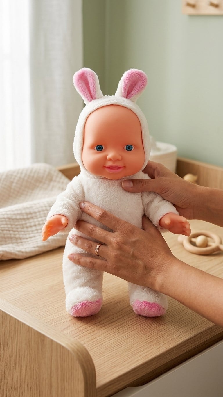 Toyx Sevimli Tavşan Kostümlü Oyuncak Bebek – Beyaz, 3+ Yaş