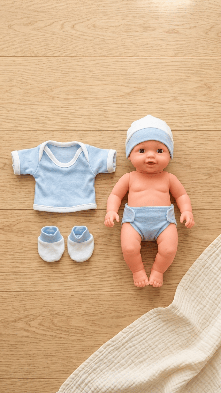 Toyx Yenidoğan Bebek Oyuncak Seti – Bezli, Giydirilebilir Bebek, Kıyafetli Oyuncak Bebek 3+ Yaş