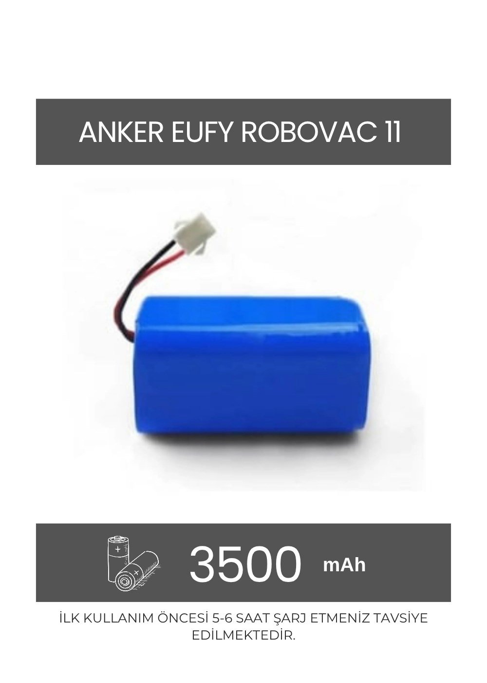 Anker Eufy Robovac 11 Robot Süpürge Uyumlu 3500 mAh Batarya - Muadil Ürün