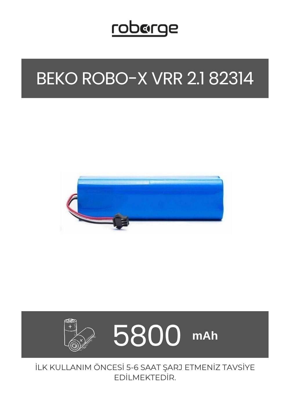 Beko Robo-x Vrr 2.1 82314 Robot Süpürge Uyumlu Batarya 5800 mAh - Muadil Ürün