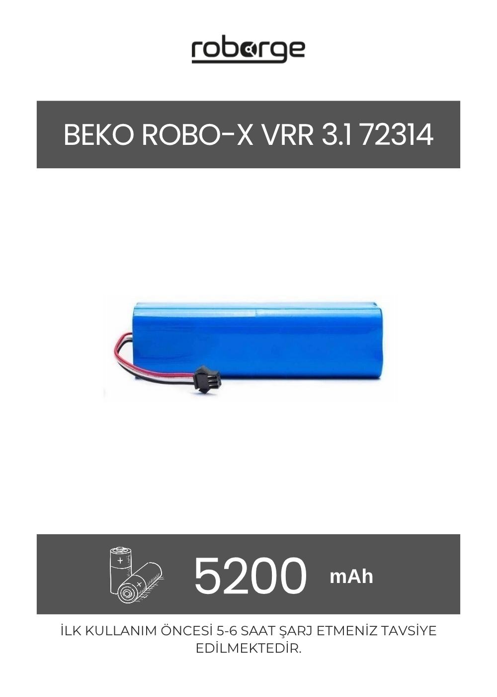 Beko Robo-x Vrr 3.1 72314 Robot Süpürge Uyumlu Batarya 5200 mAh - Muadil Ürün