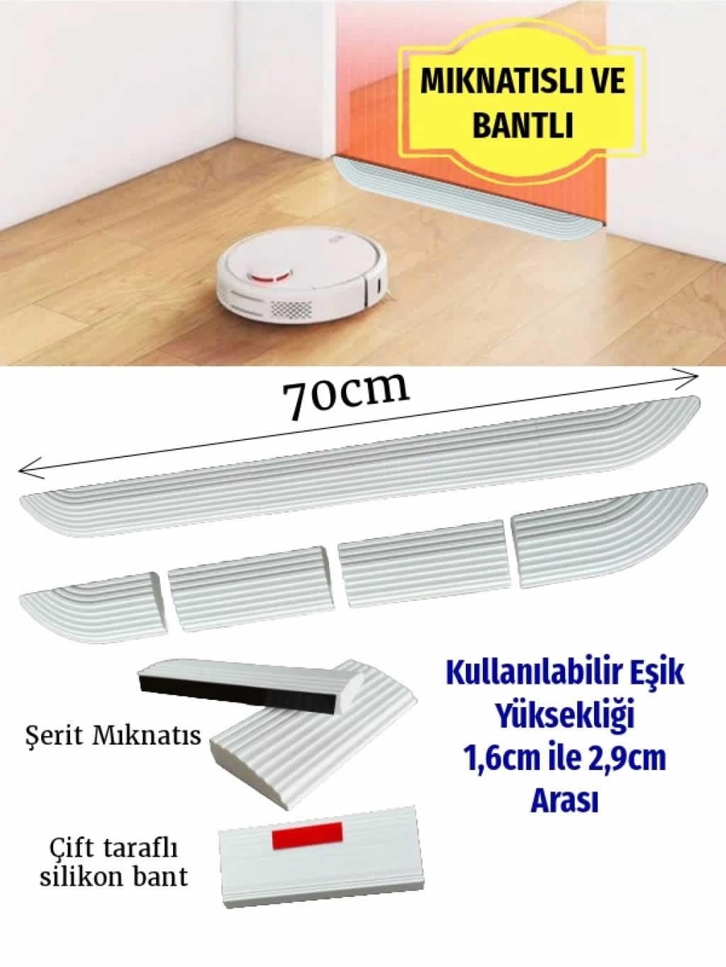 Robot Süpürge Kapı Eşik Rampası 1,6cm - Beyaz