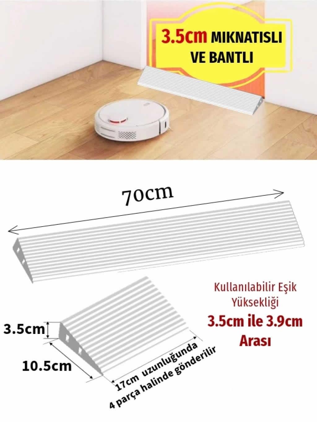 Robot Süpürge Kapı Eşik Rampası 3,5cm - Beyaz