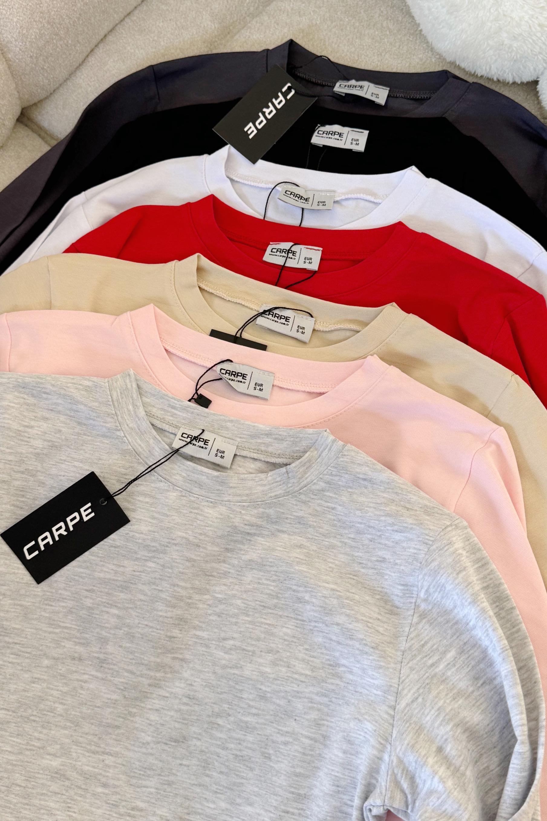 Basic Açık Gri Uzun Kol Tam Boy Bluz