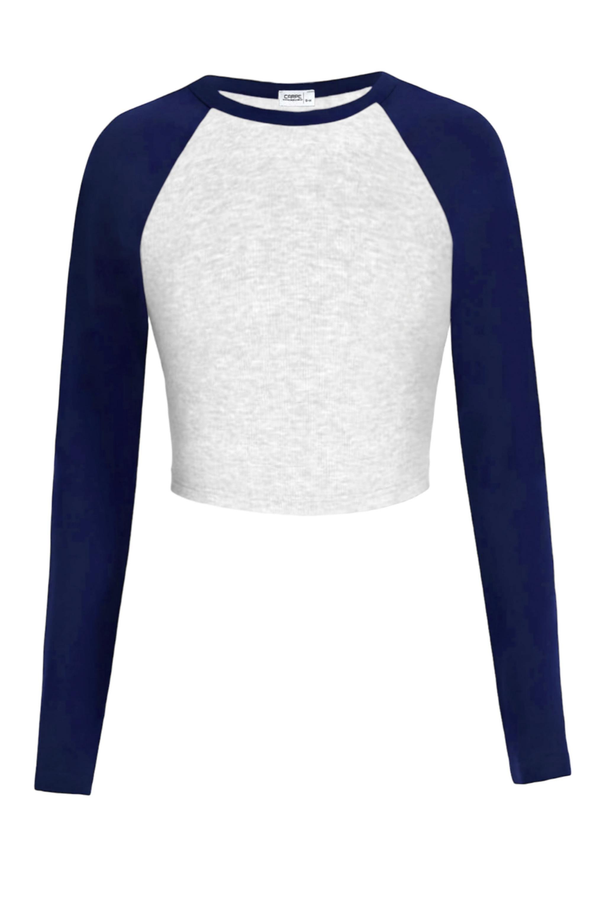 Basic Lacivert  Raglan Uzun Kollu Bluz