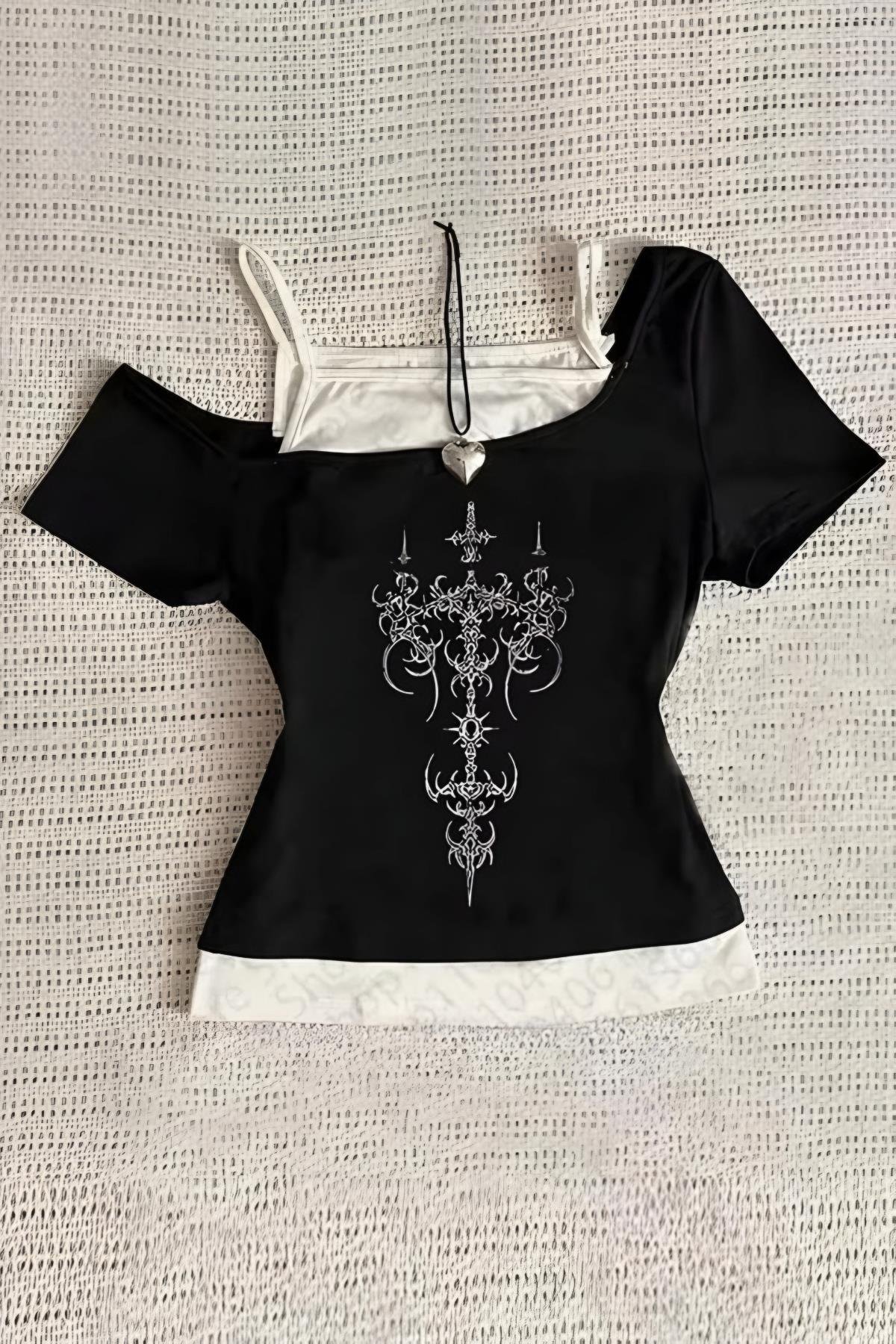 Black Cross Pattern Bluz