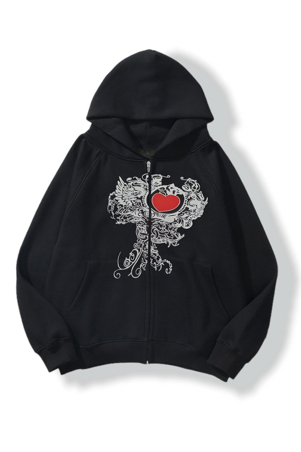 Black Heart Decor Oversize Hırka