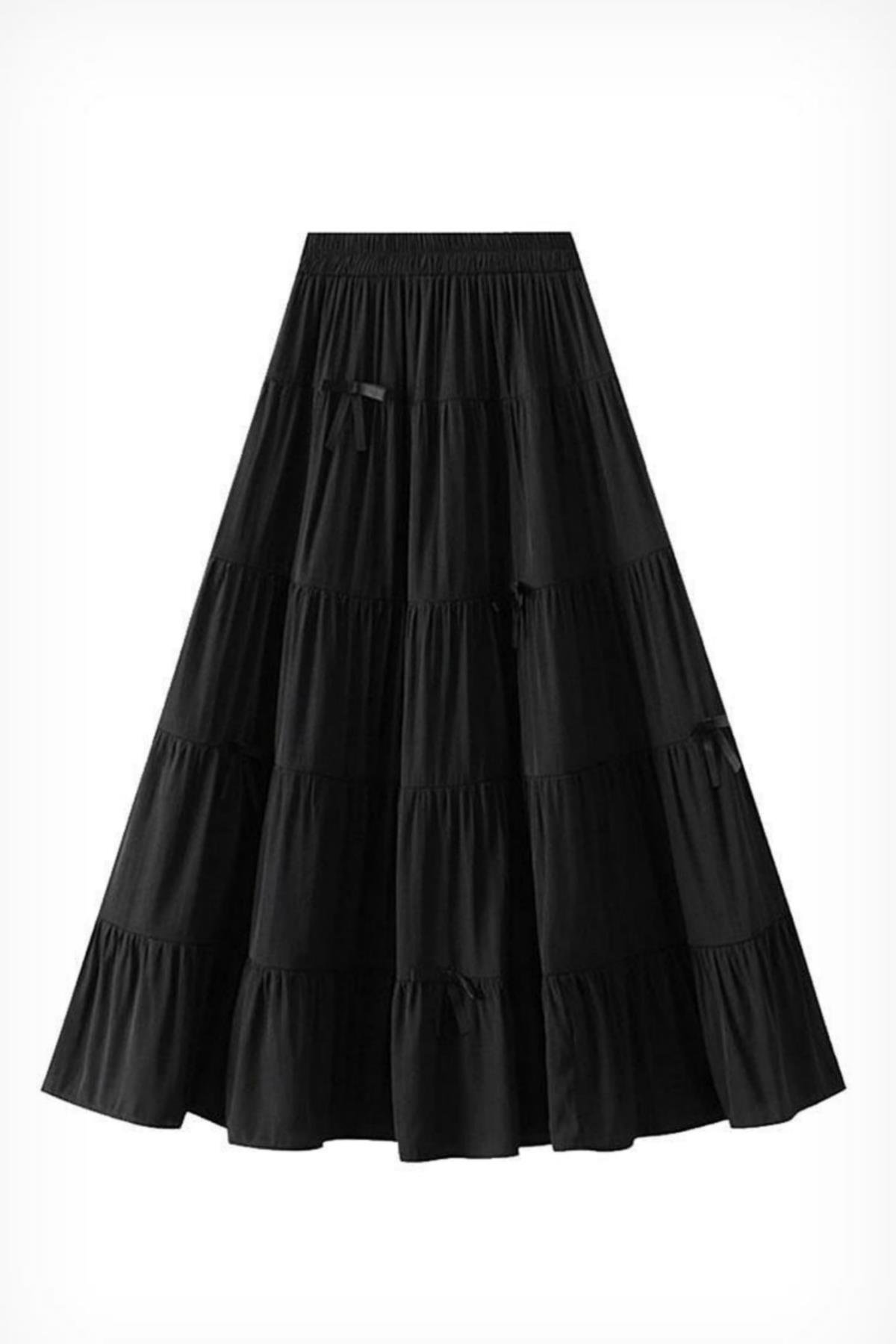 Black Katlamalı Fiyonk Etek