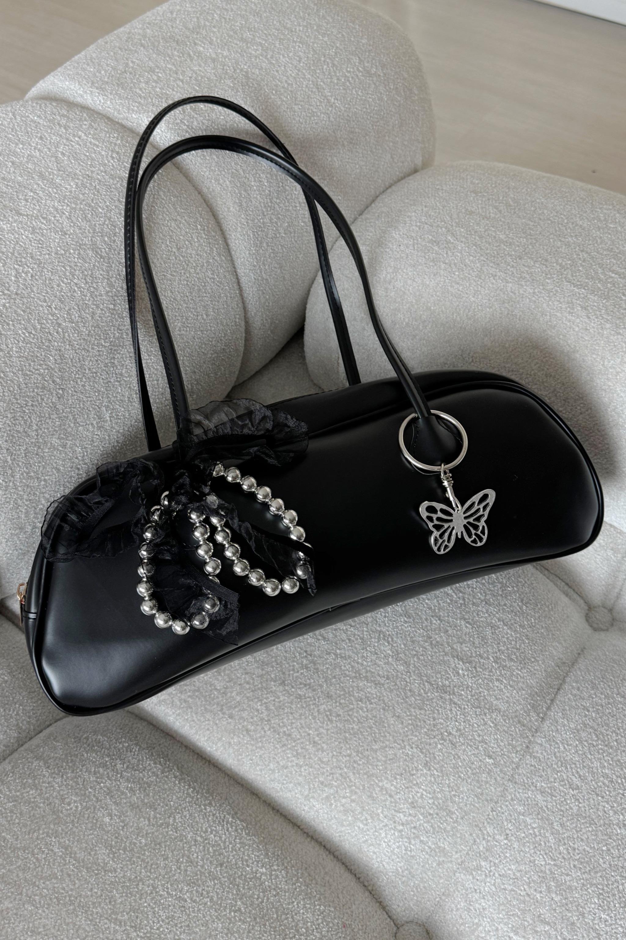 Black Leather Omuz Çantası
