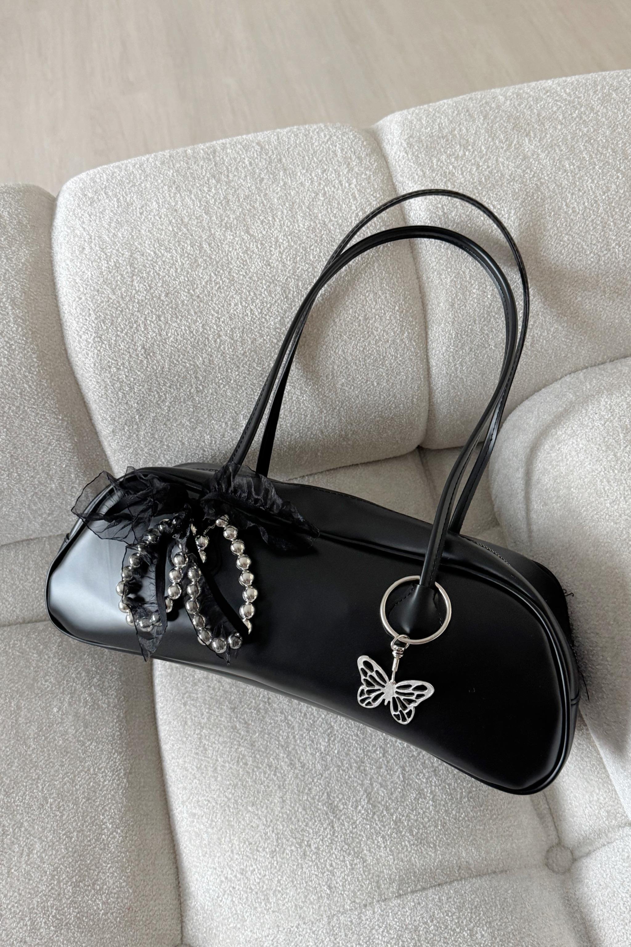 Black Leather Omuz Çantası