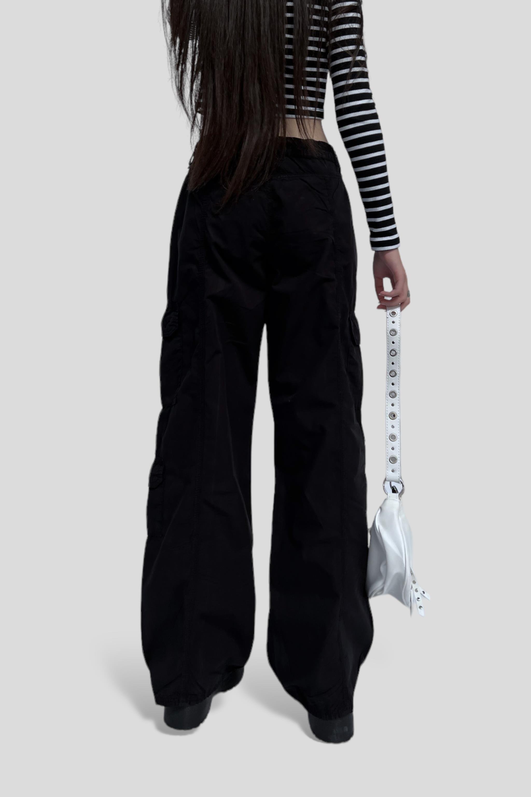 Black Paraşüt Poplin Pantolon