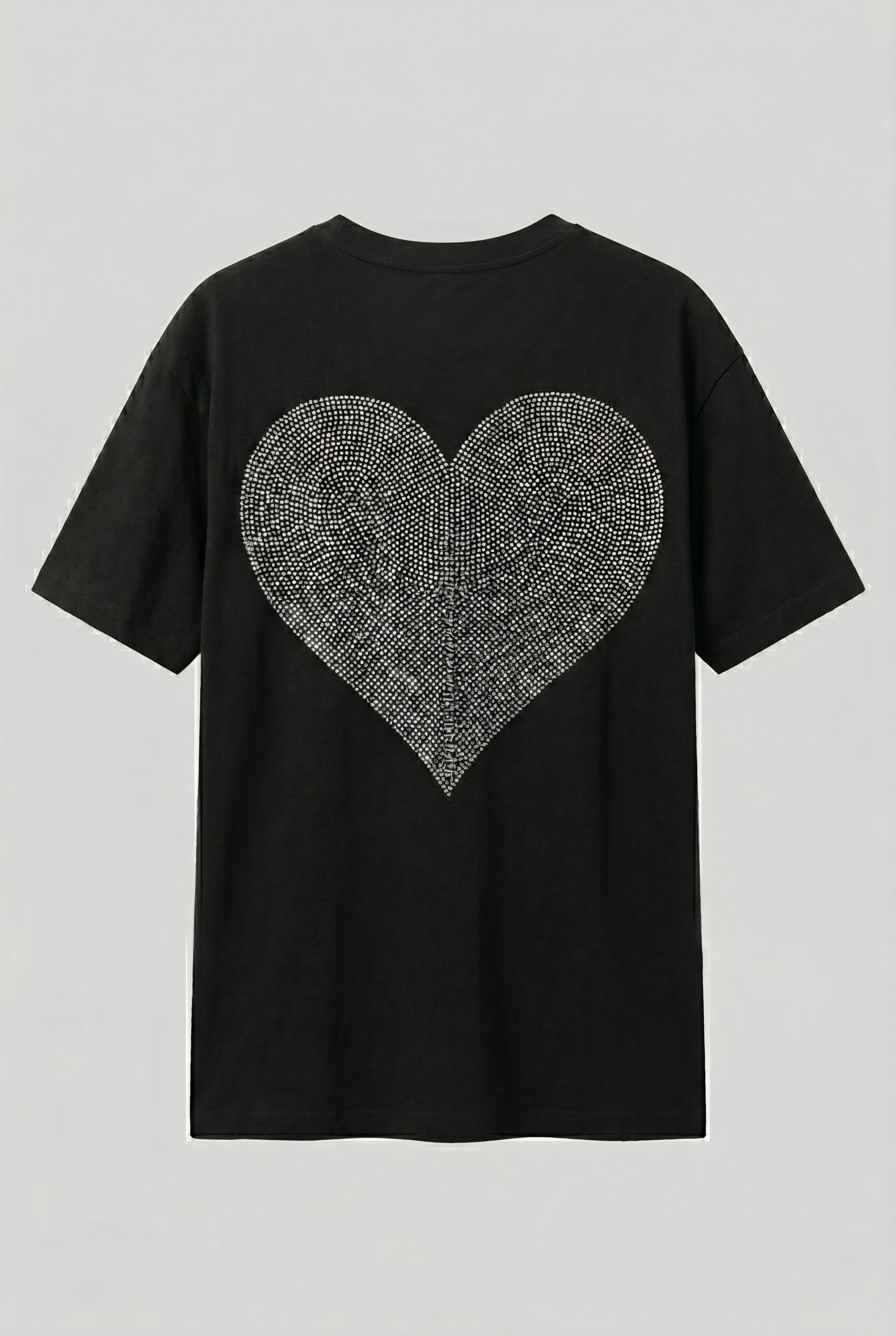 Black Sırt Taşlı Heart Oversize T-shirt