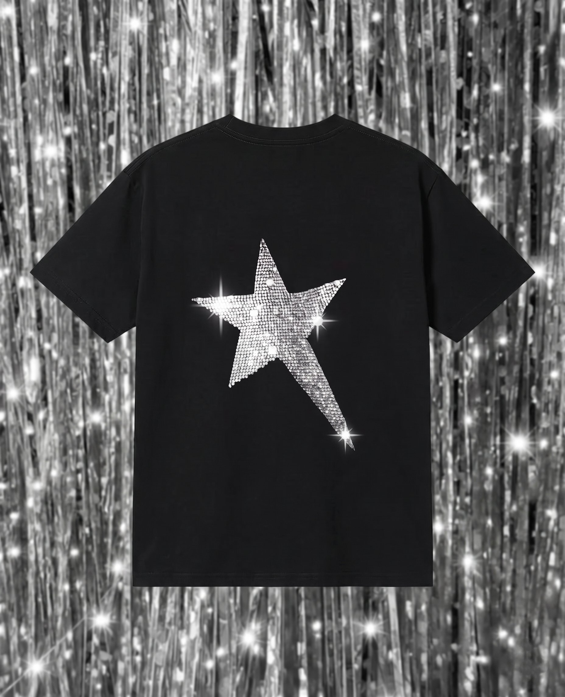 Black Sırt Taşlı Star Oversize T-shirt