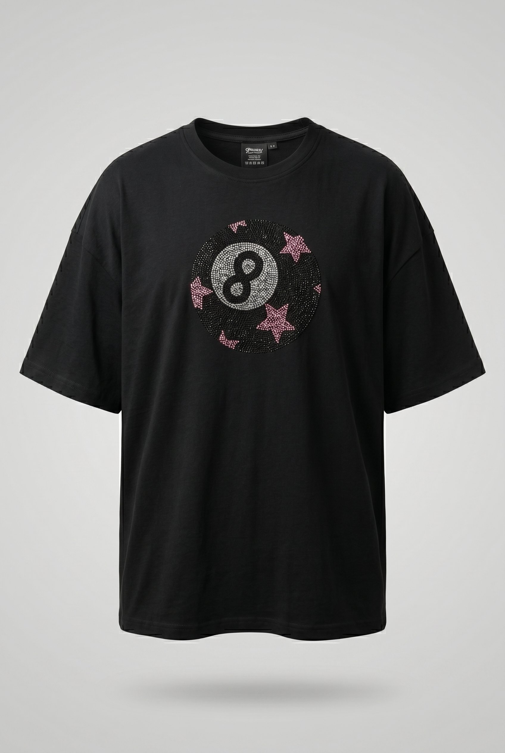 Black Taşlı Bilardo Topu Oversize T-shirt