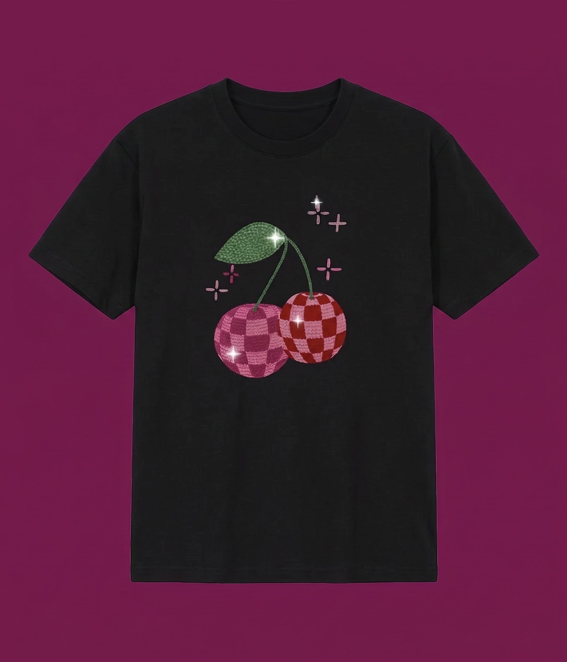 Black Taşlı Cherry Oversize T-shirt