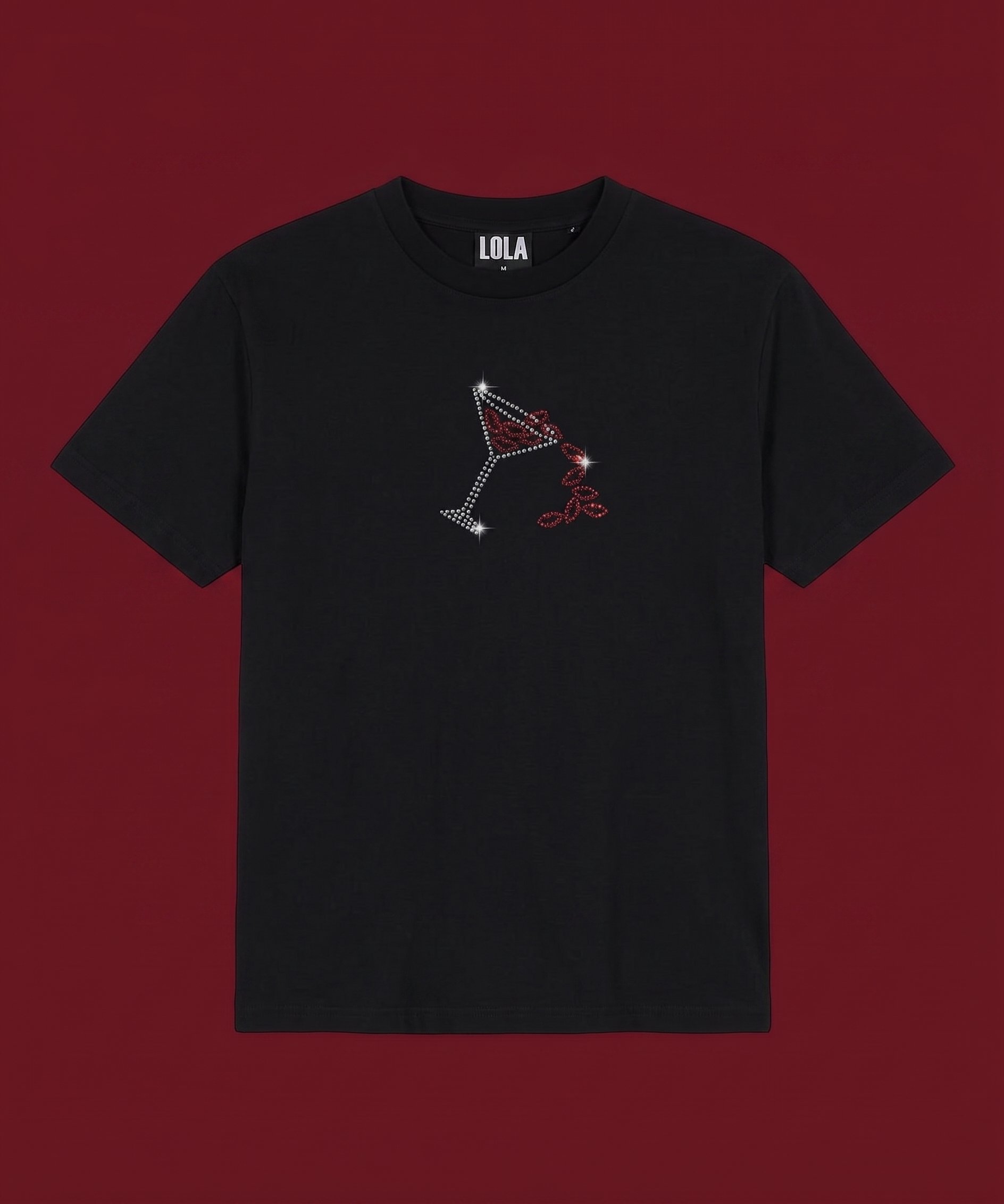 Black Taşlı Kiss Martini Oversize T-shirt