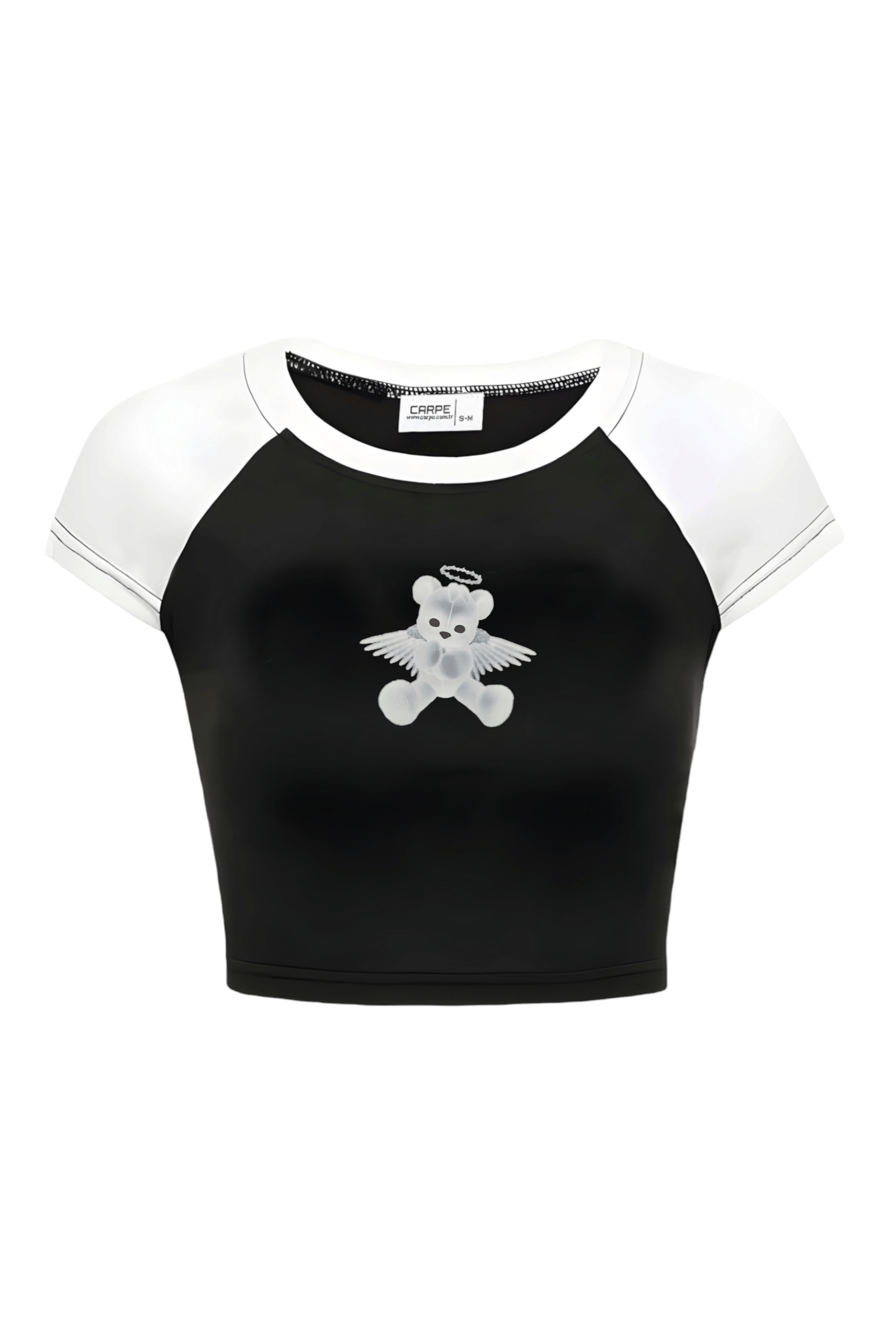 Black White Angel Bear Crop