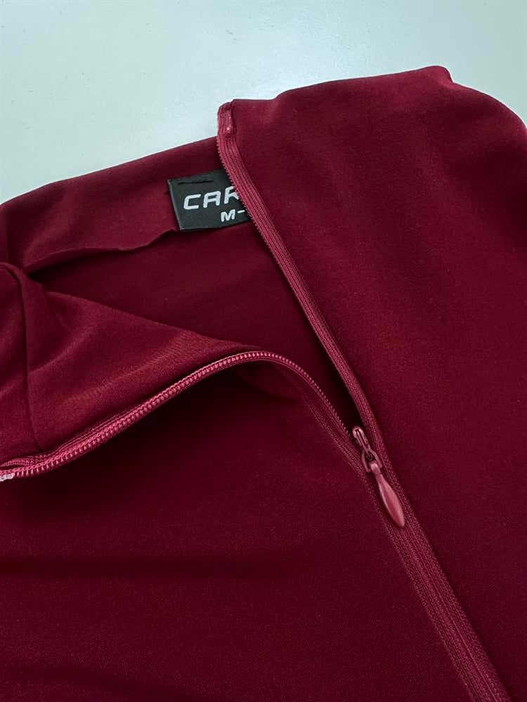 Bordo Fermuar Detay Sandy Bluz