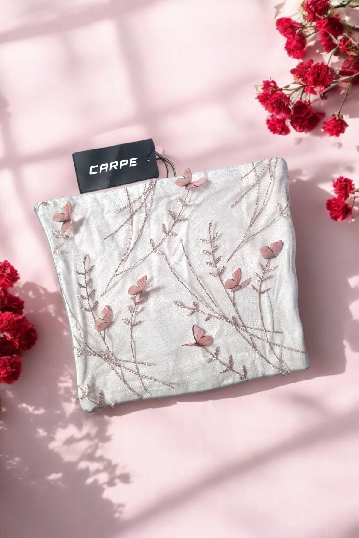 Butterfly Tulle Straplez Bluz