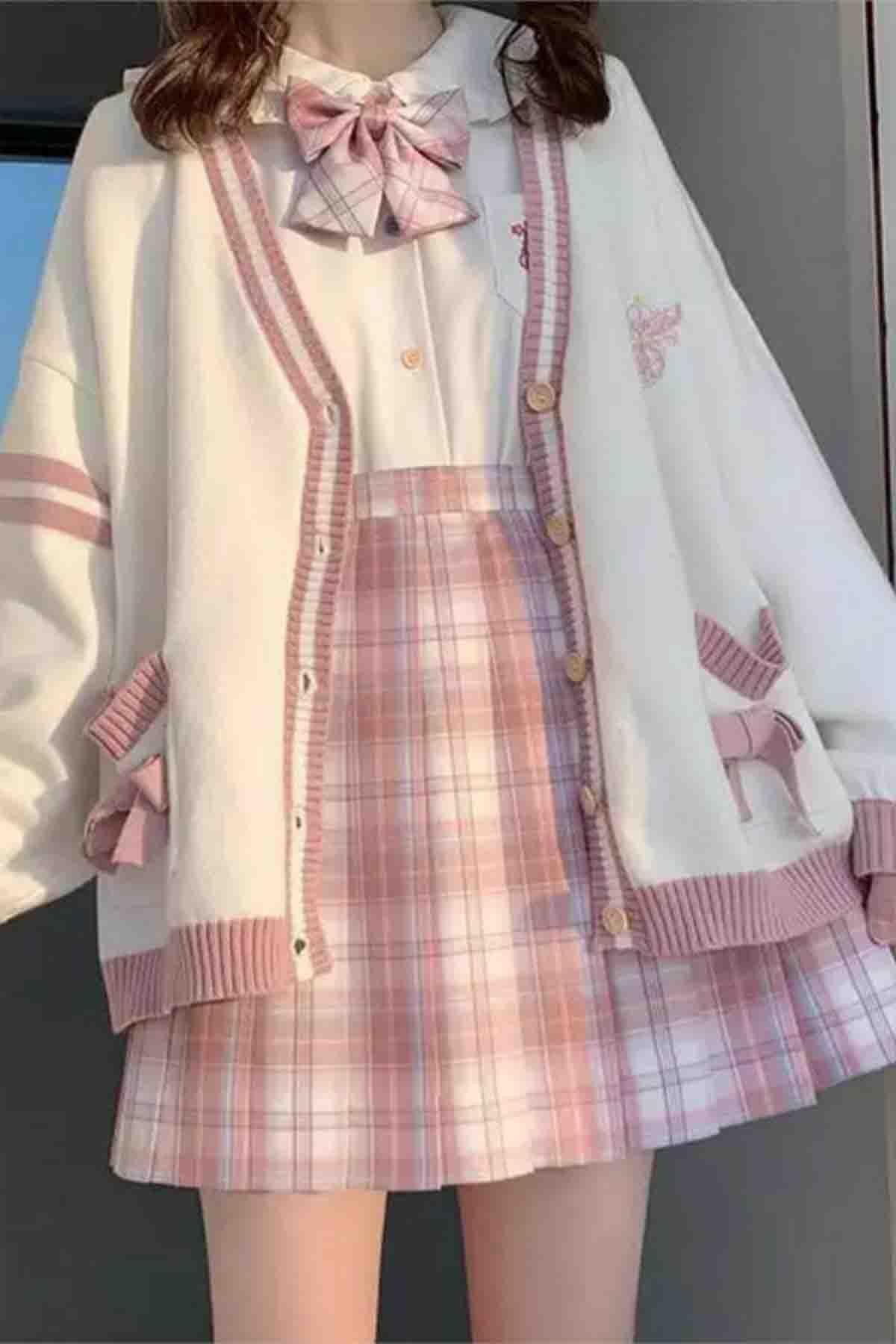 Line And Ribbon Detailed Oversize Cardigan