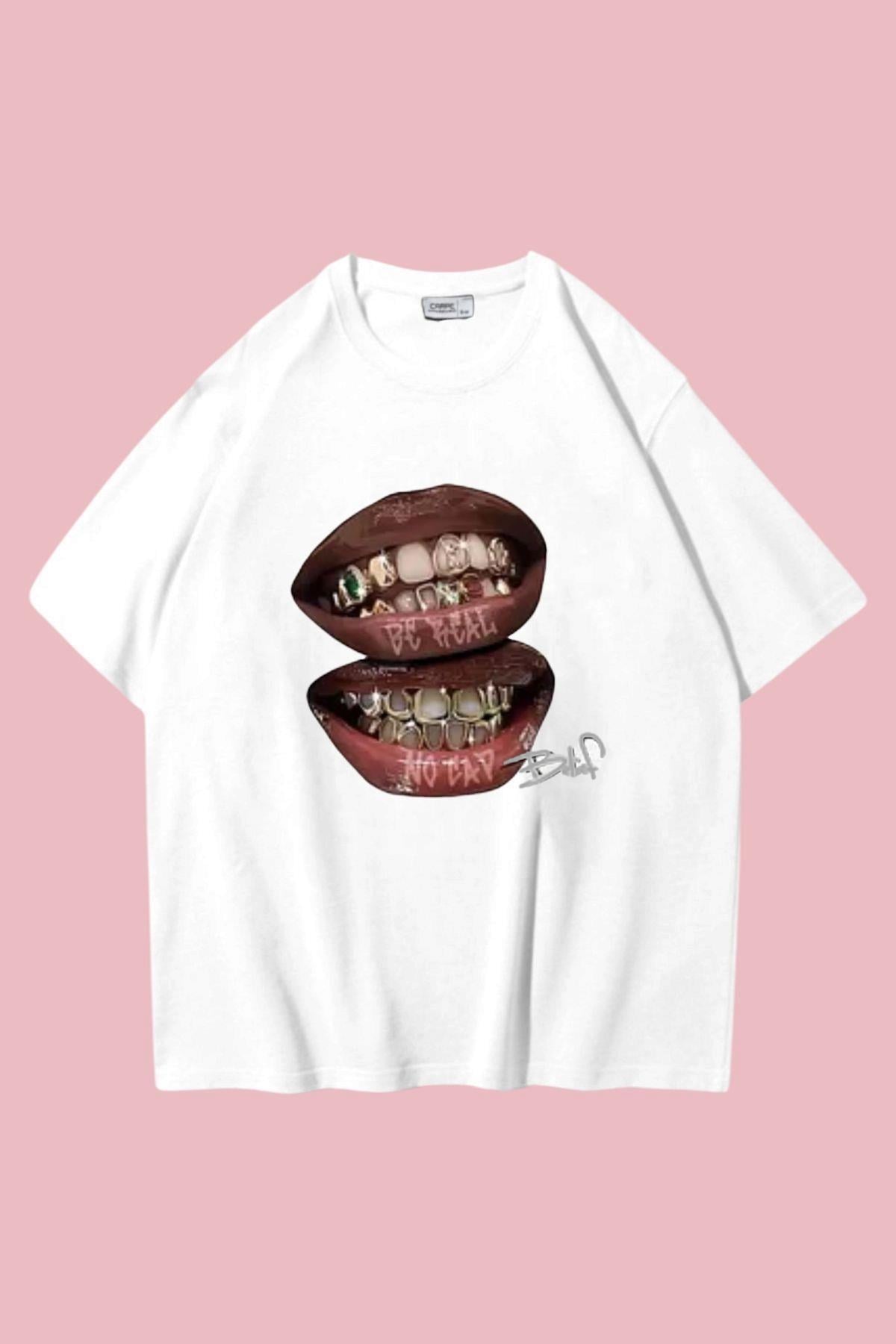 Colourful Two Lips Oversize T-shirt