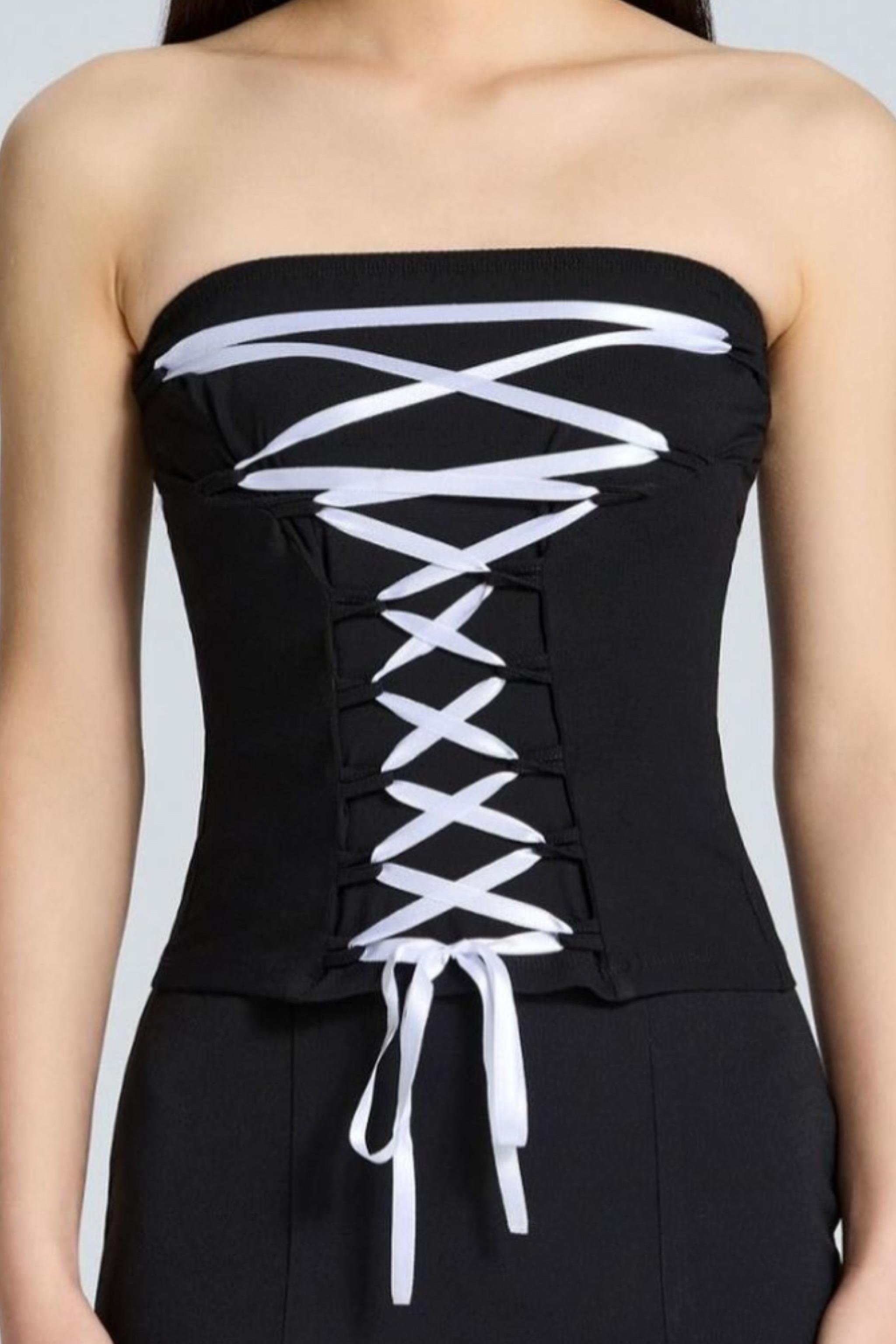 Crossed White Ribbon Bluz