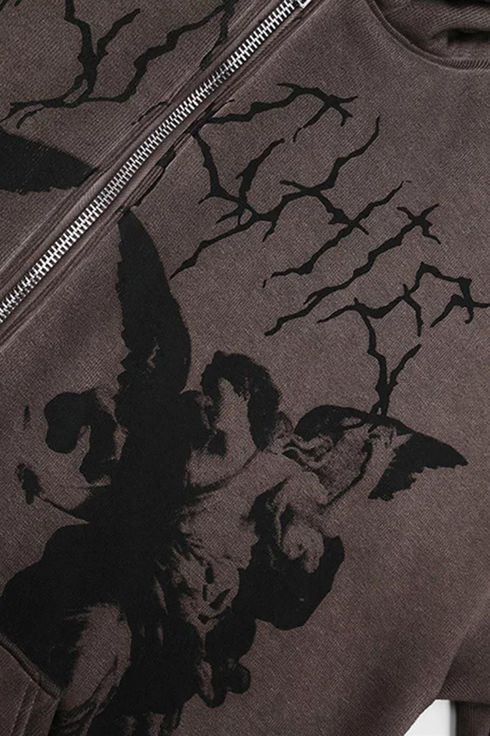 Frenchie Angel Unisex Yıkamalı Hırka