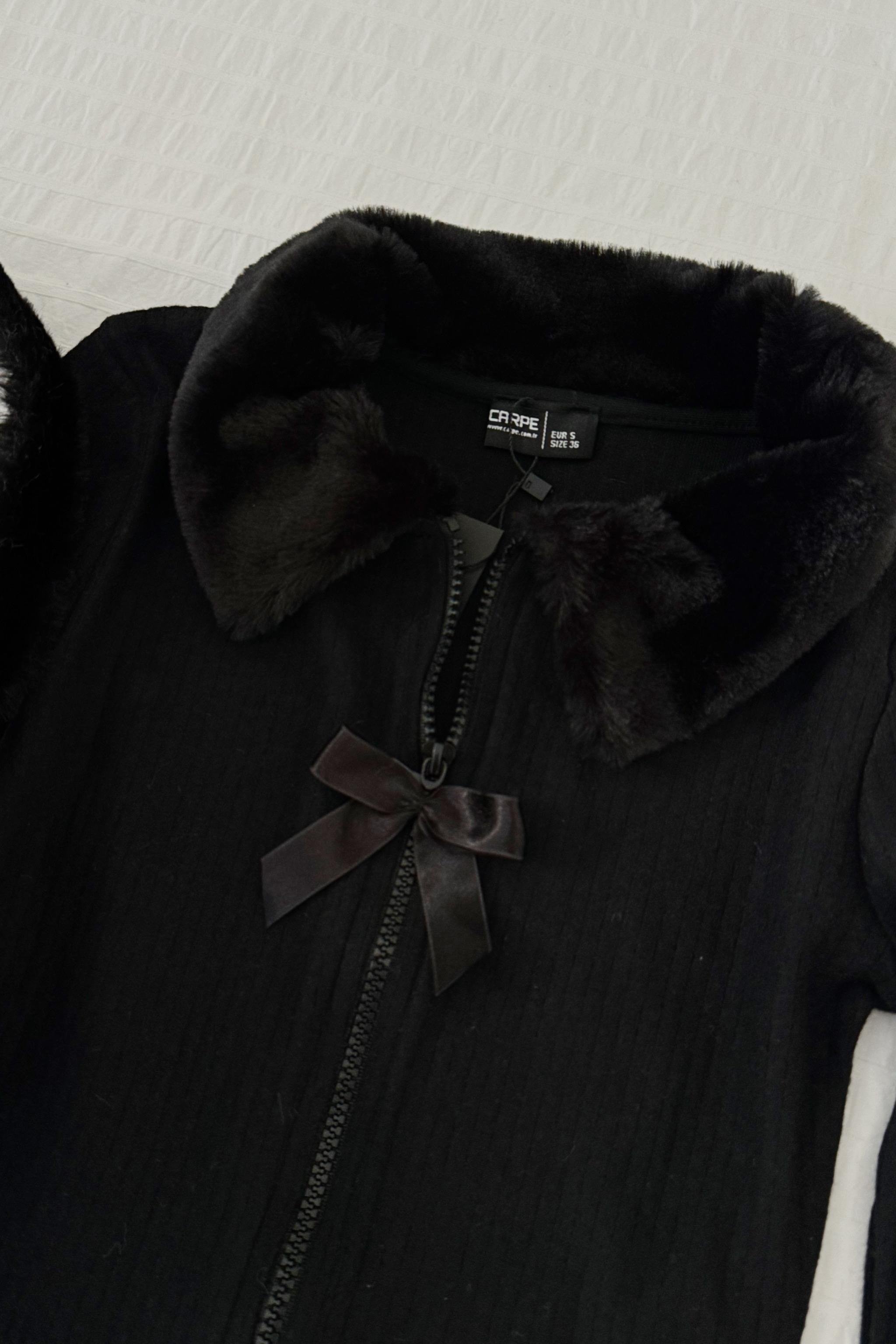 Fur-Ribbon Detailed  Bluz