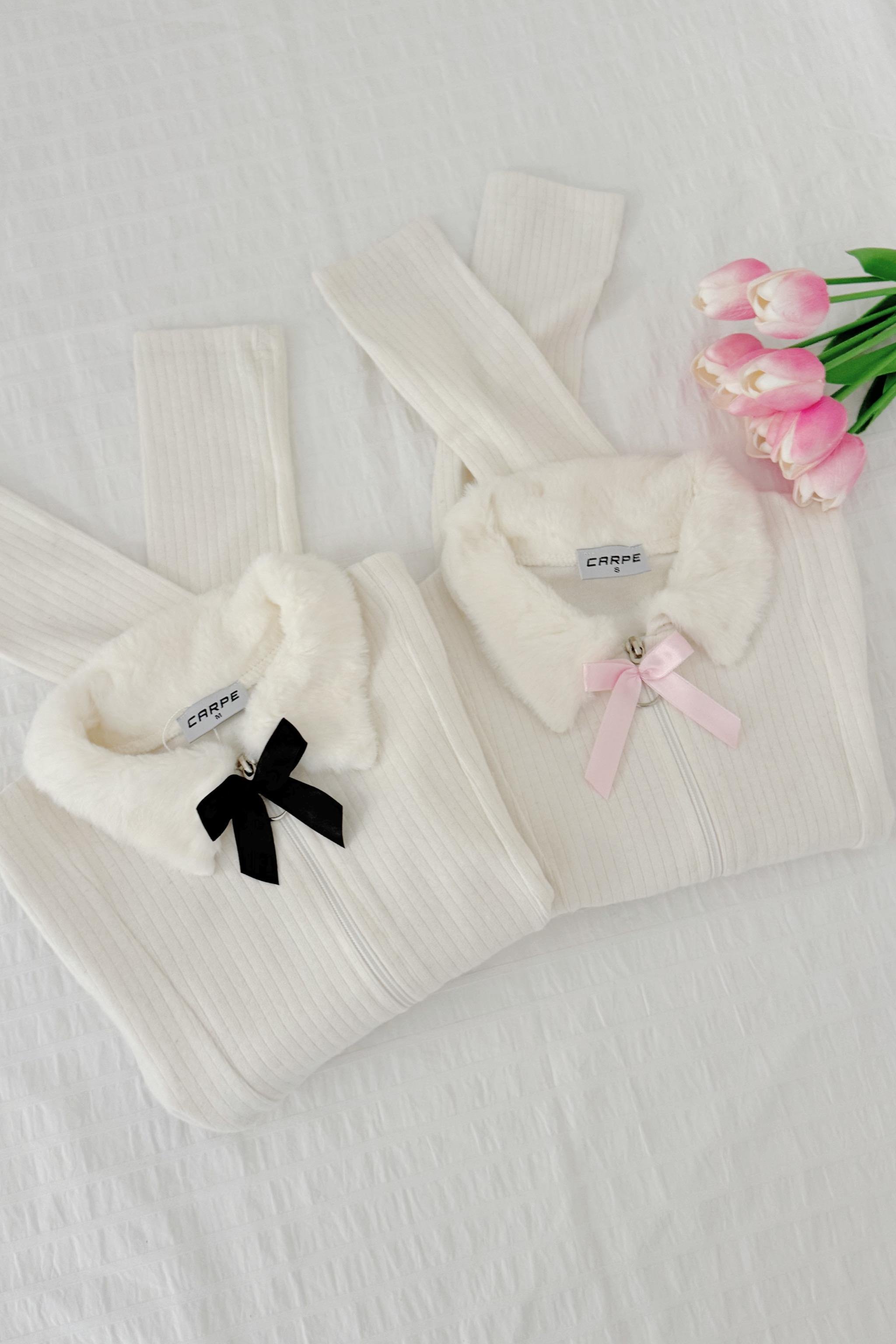 Fur-Ribbon Detailed  Bluz