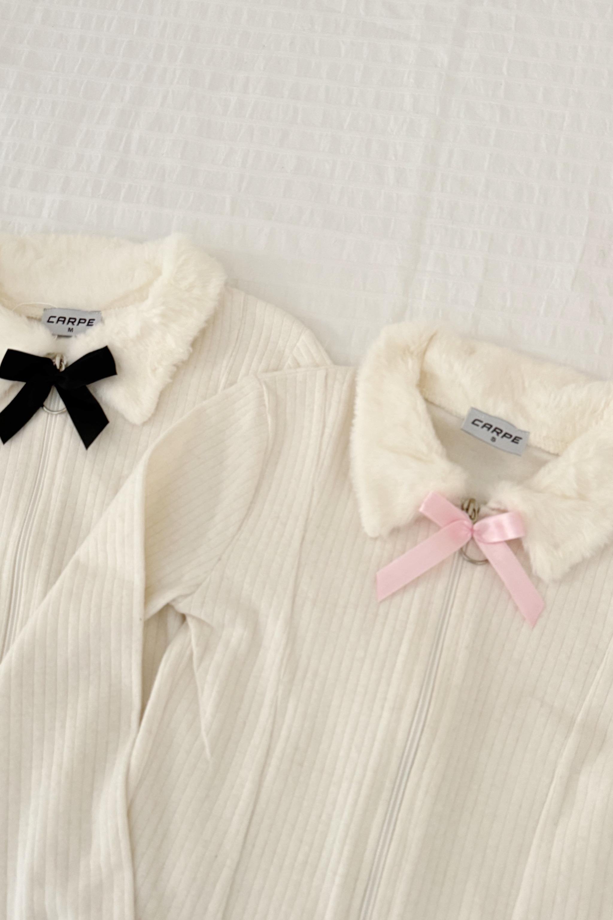 Fur-Ribbon Detailed  Bluz