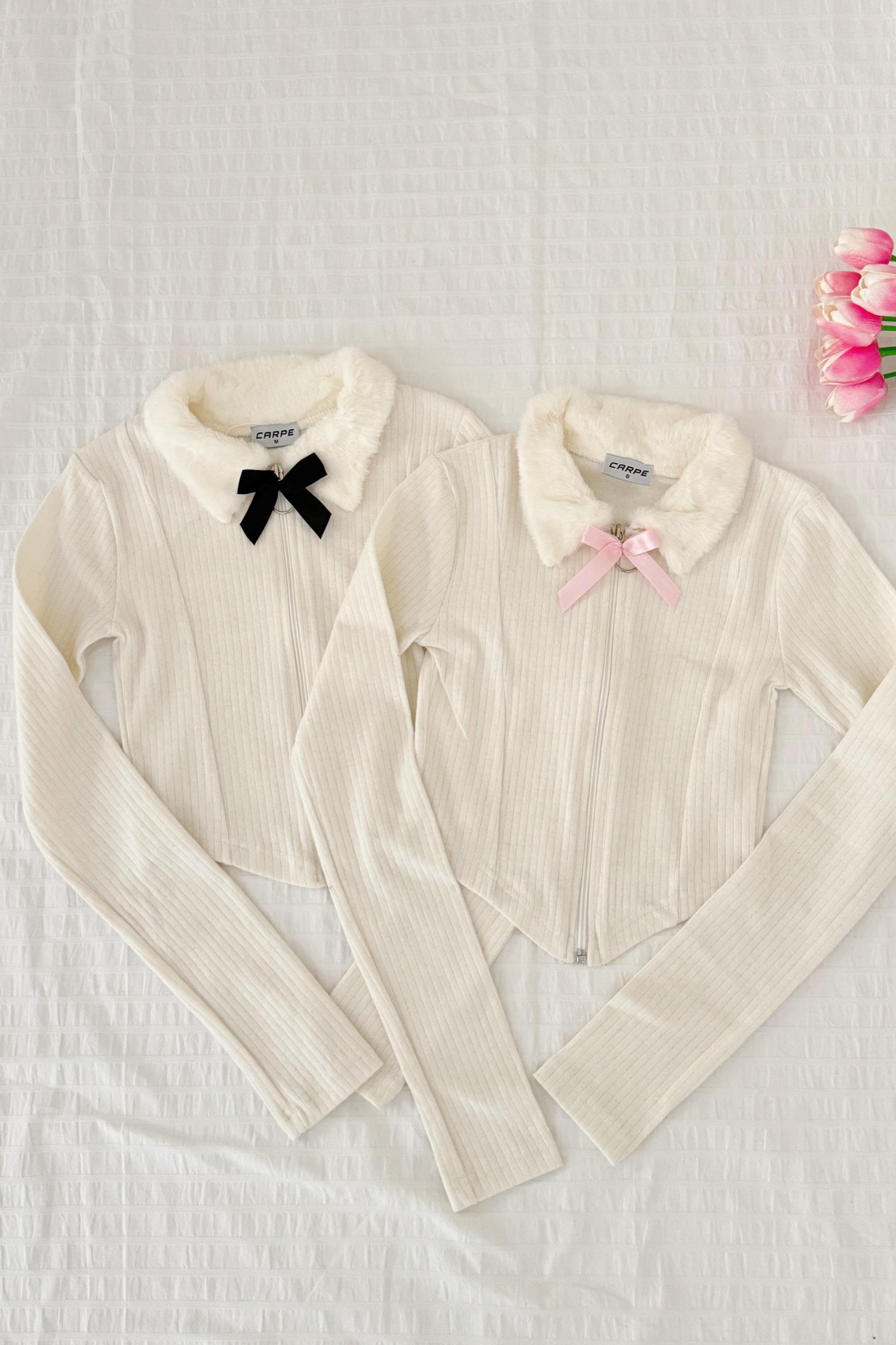 Fur-Ribbon Detailed  Bluz