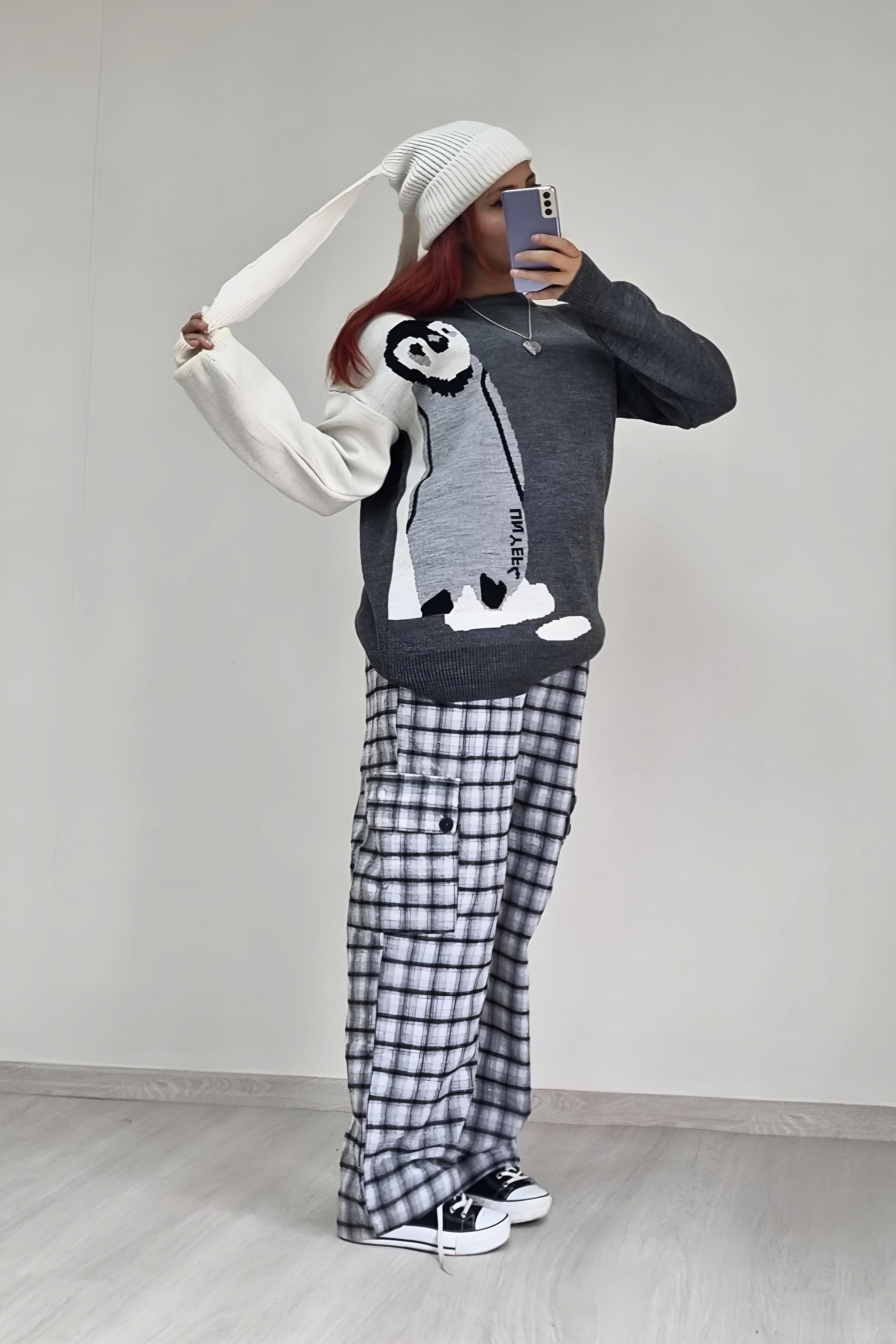 Gri Çizgili Cepli Eşofman