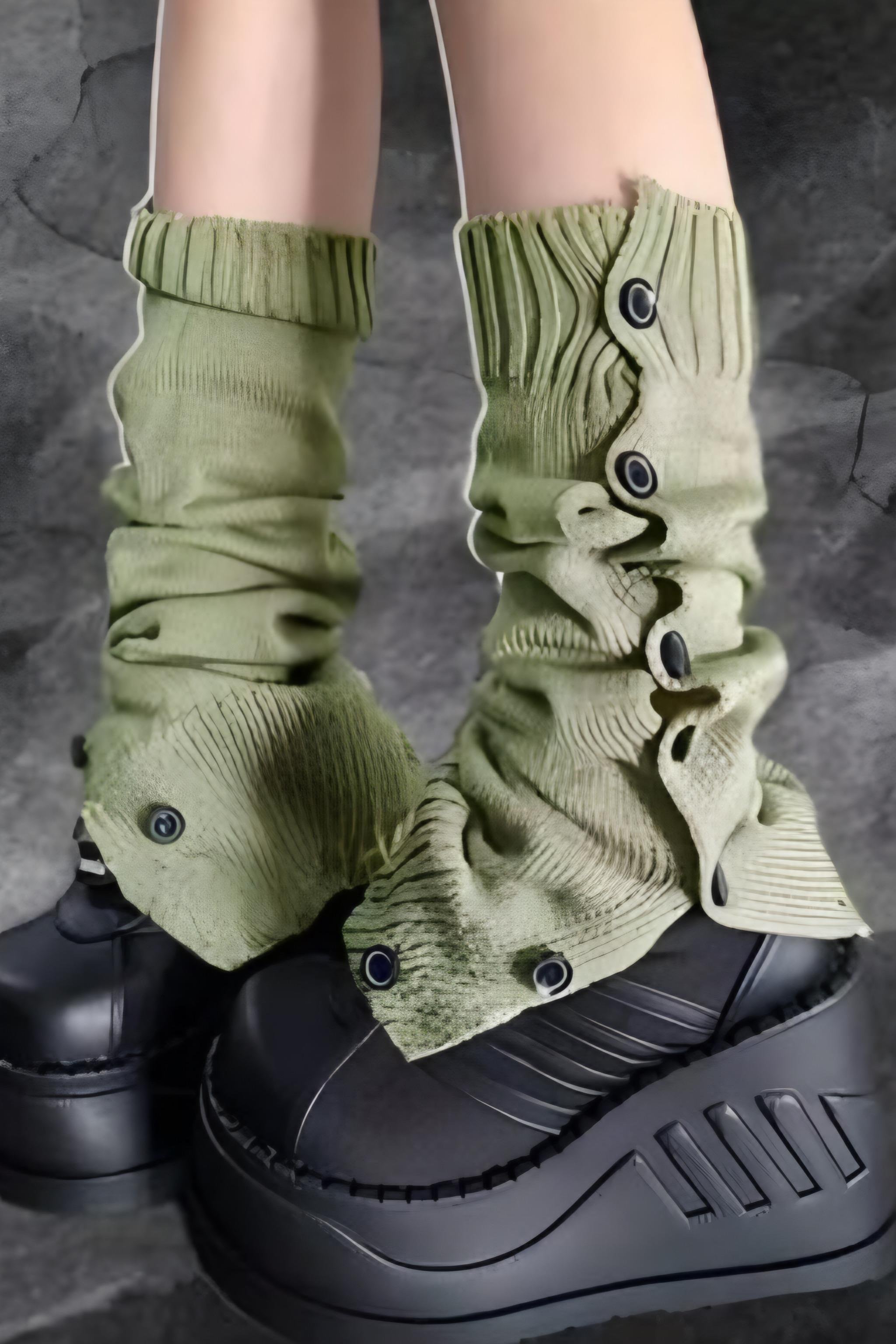 Yeşil Düğme Detay Tozluk