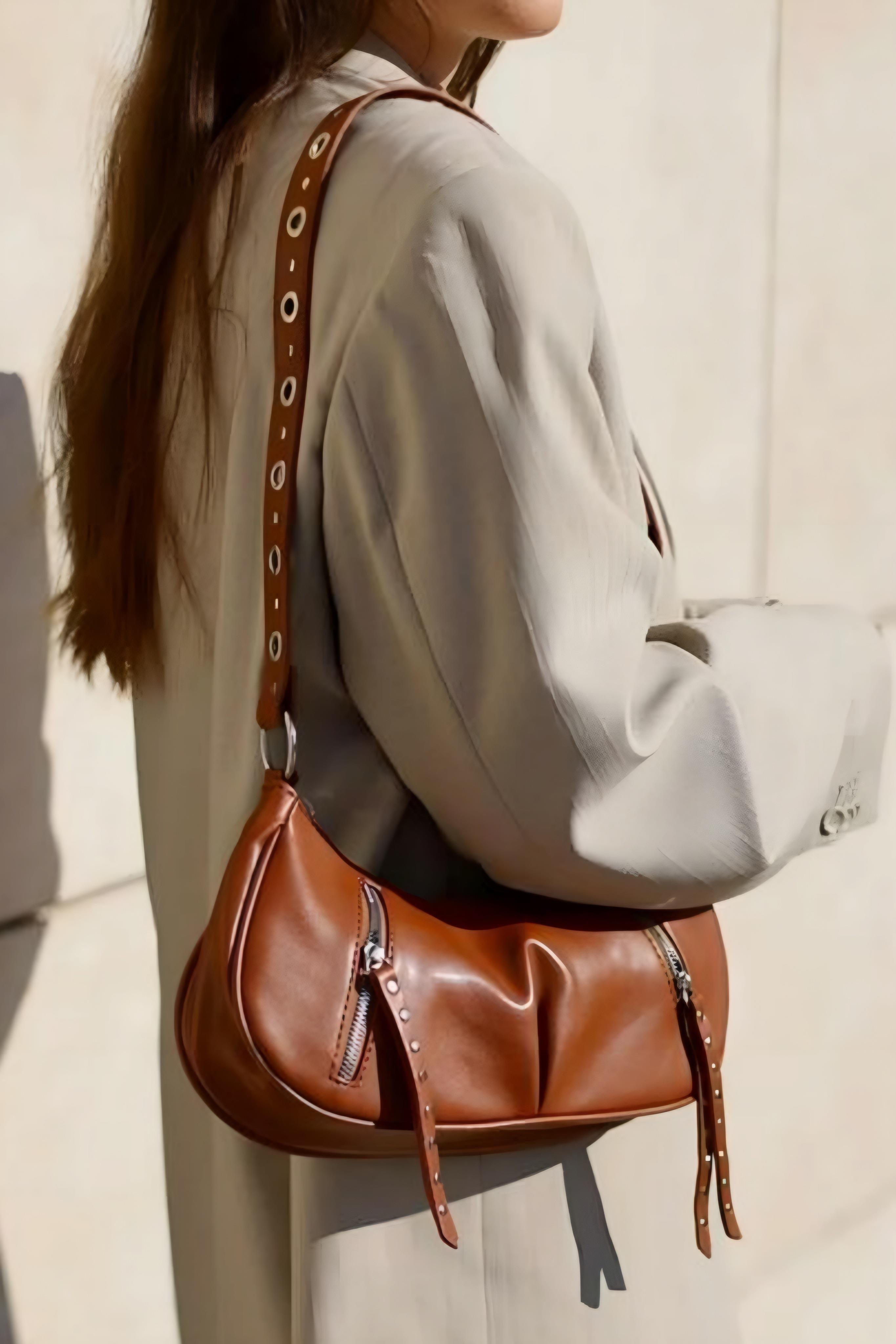 Kahverengi Troklu Fermuar Detay Çanta