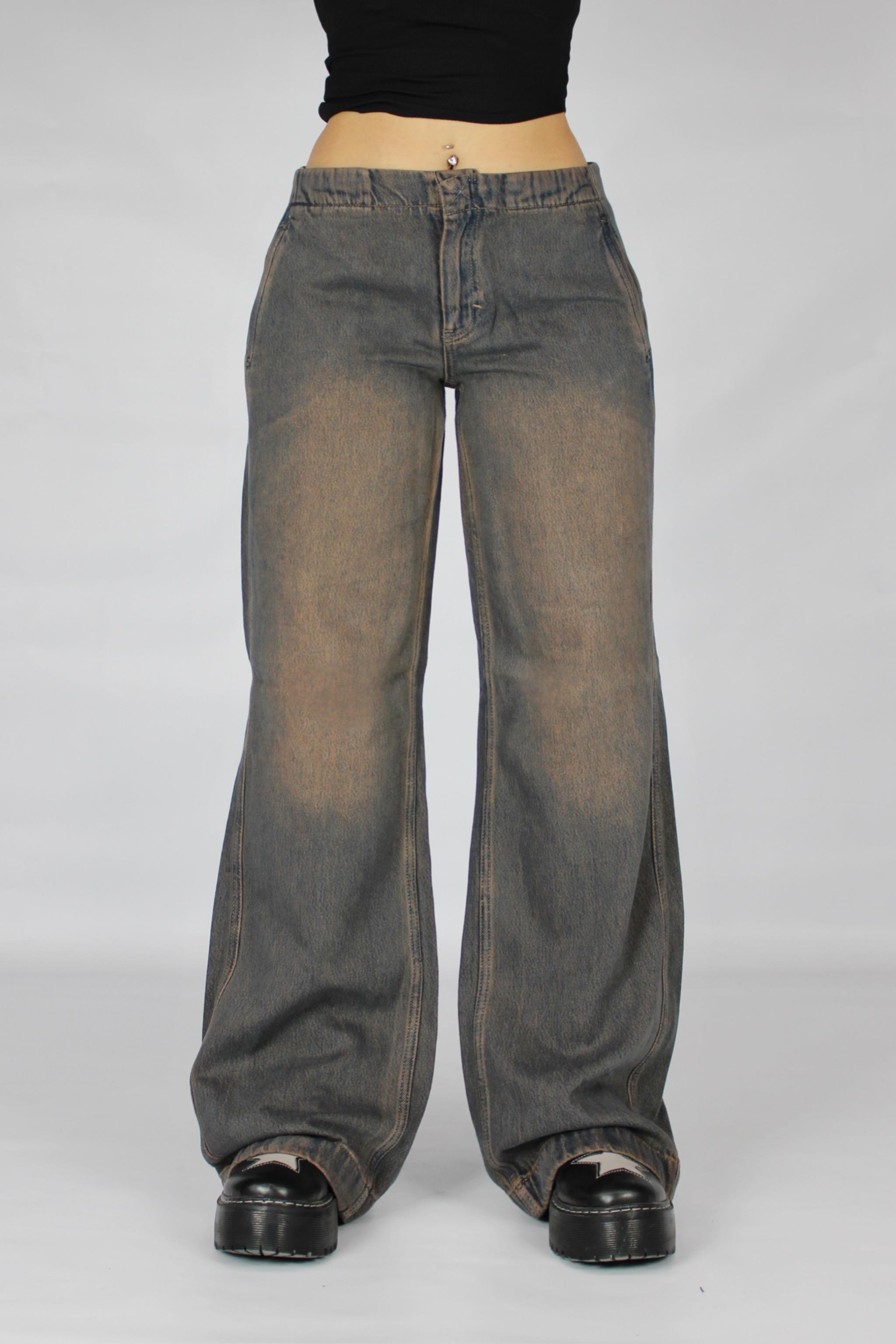 Kahverengi Yıkamalı Salaş Pantolon