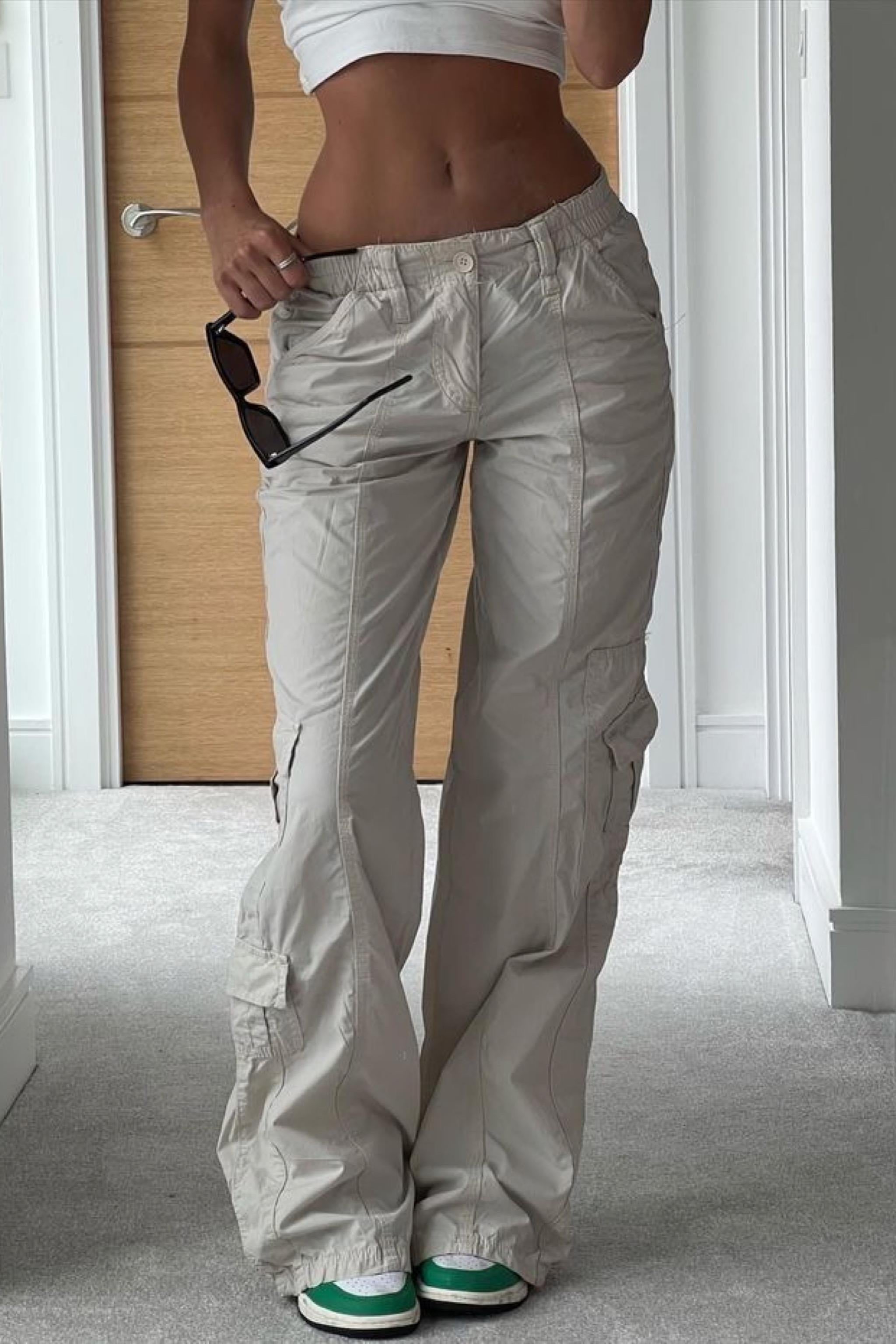Krem Paraşüt Poplin Pantolon