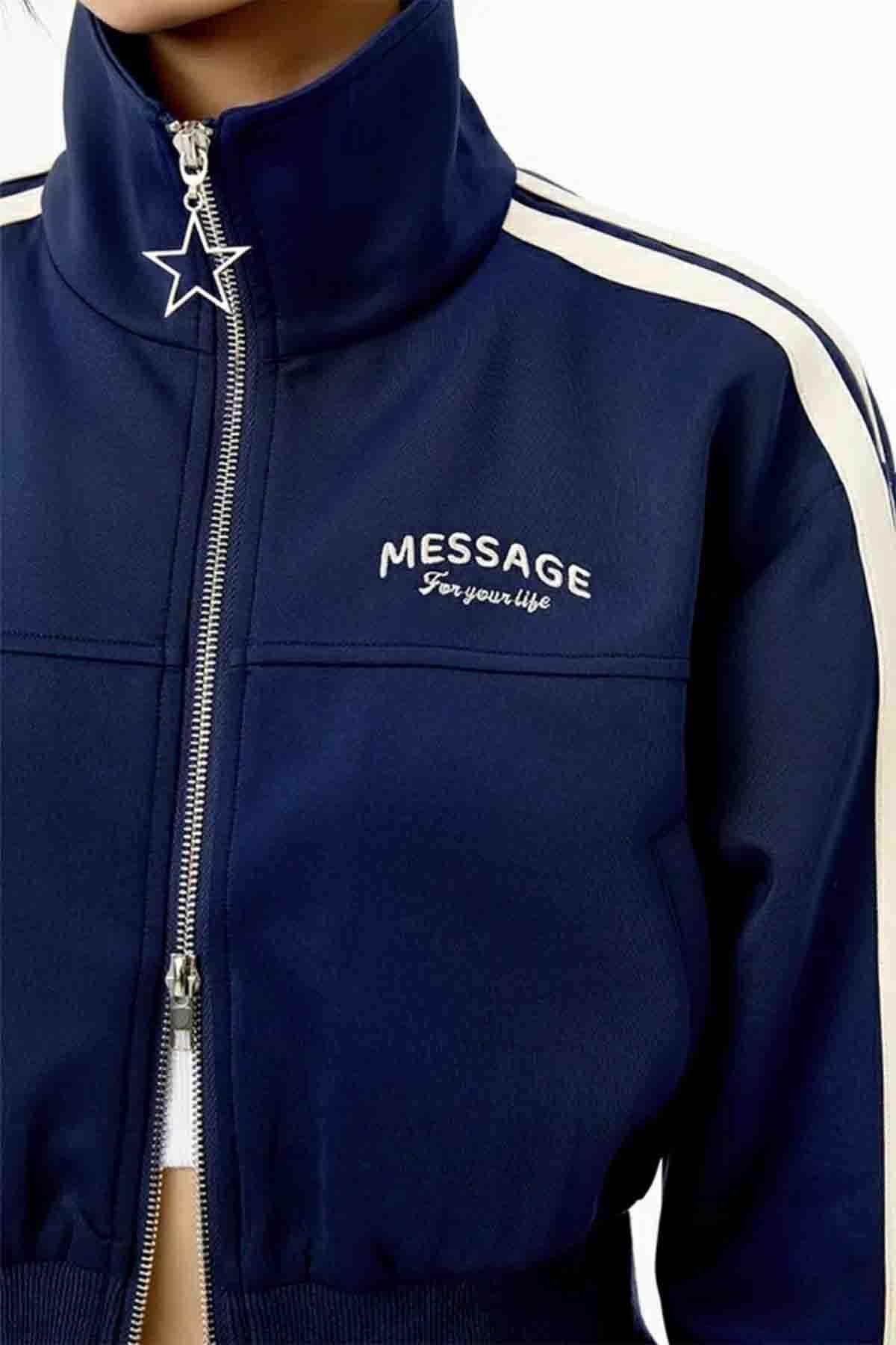 Lacivert Message Hırka