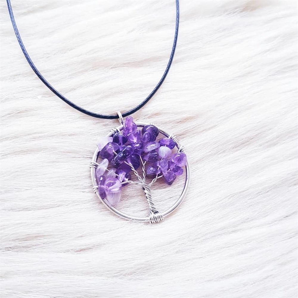 Mor Hayat Ağacı Kolye