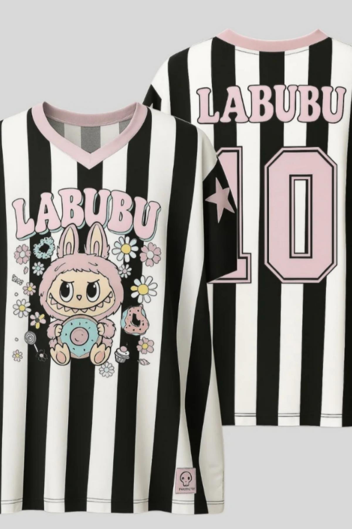 Pink Black Labubu Jersey T-shirt