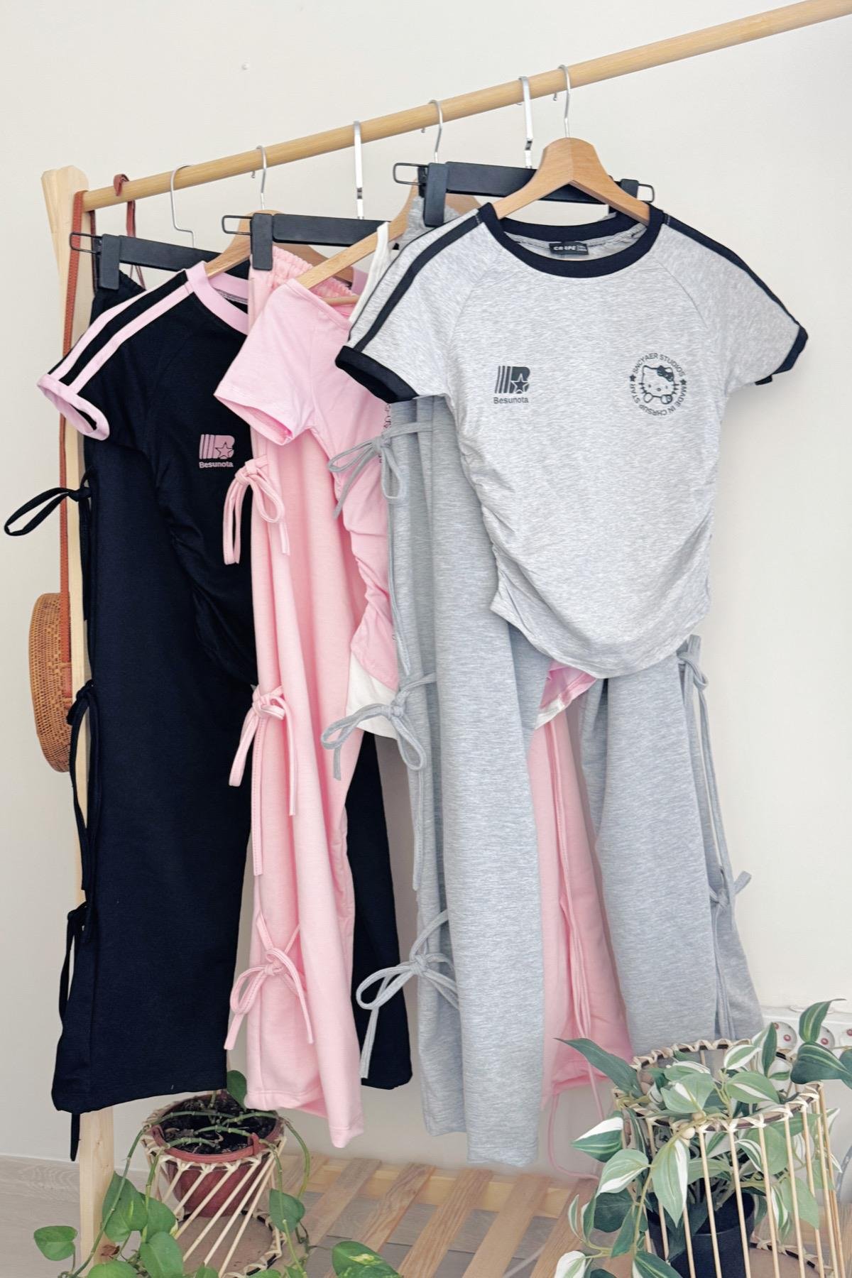 Pink Fiyonk Detay Geniş Paça Eşofman