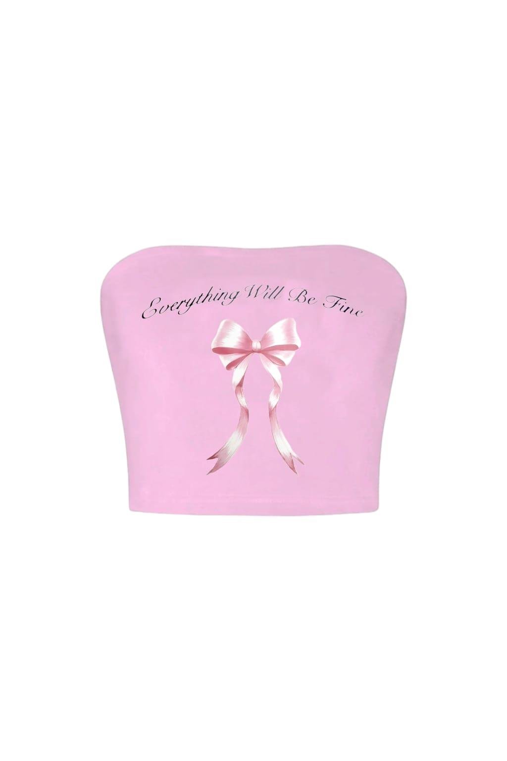 Pink Ribbon Straplez Crop