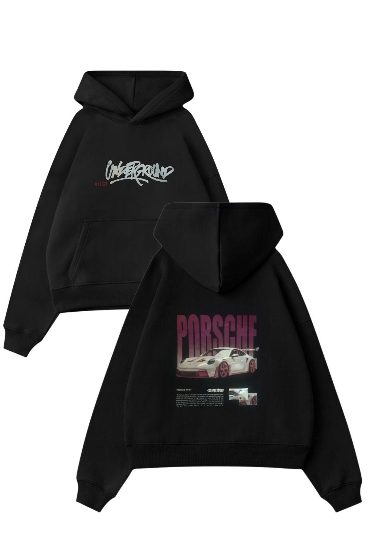 Porsche Sırt 3 İplik Oversize Sweatshirt