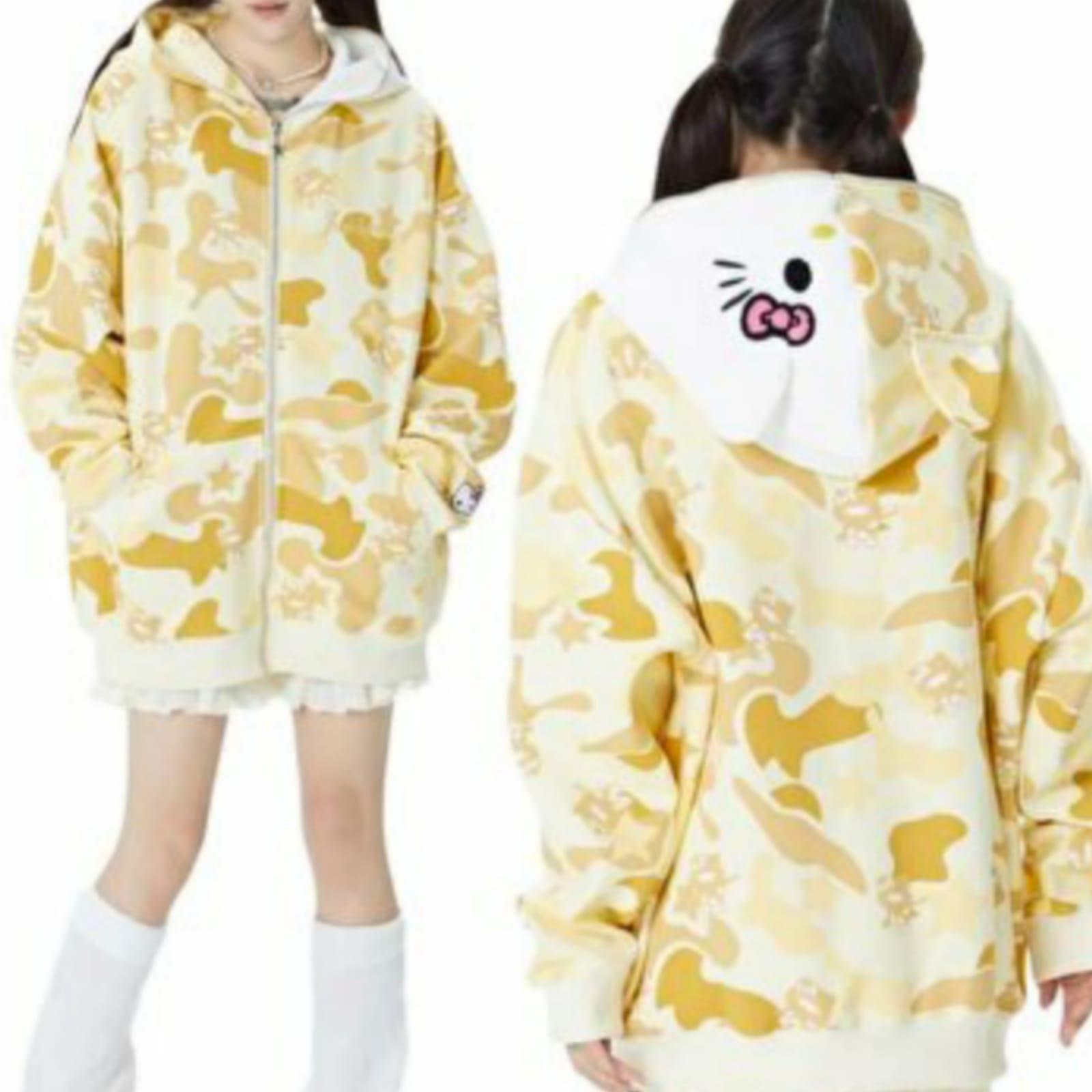 Sarı Camo Fermuarlı Hırka