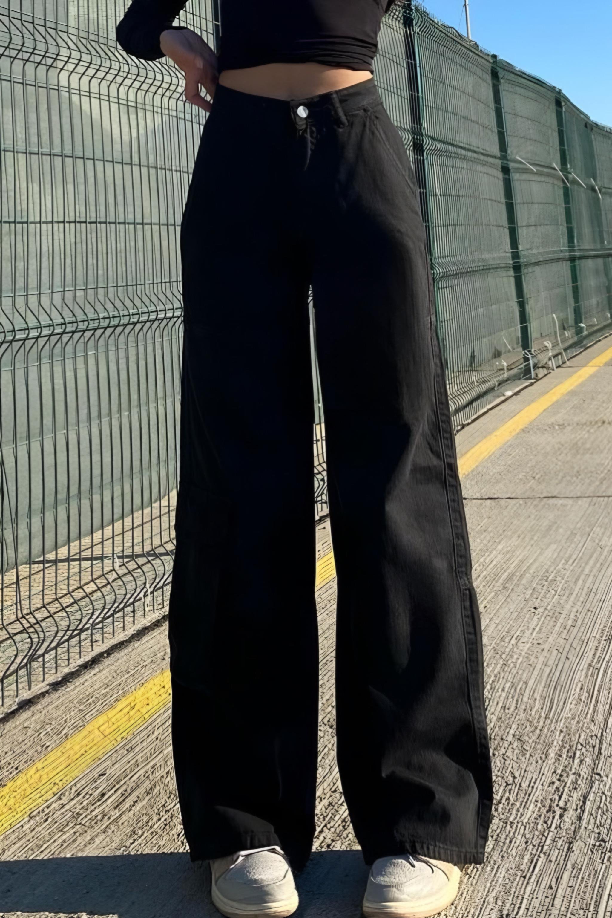 Siyah  Bol Paça Jeans