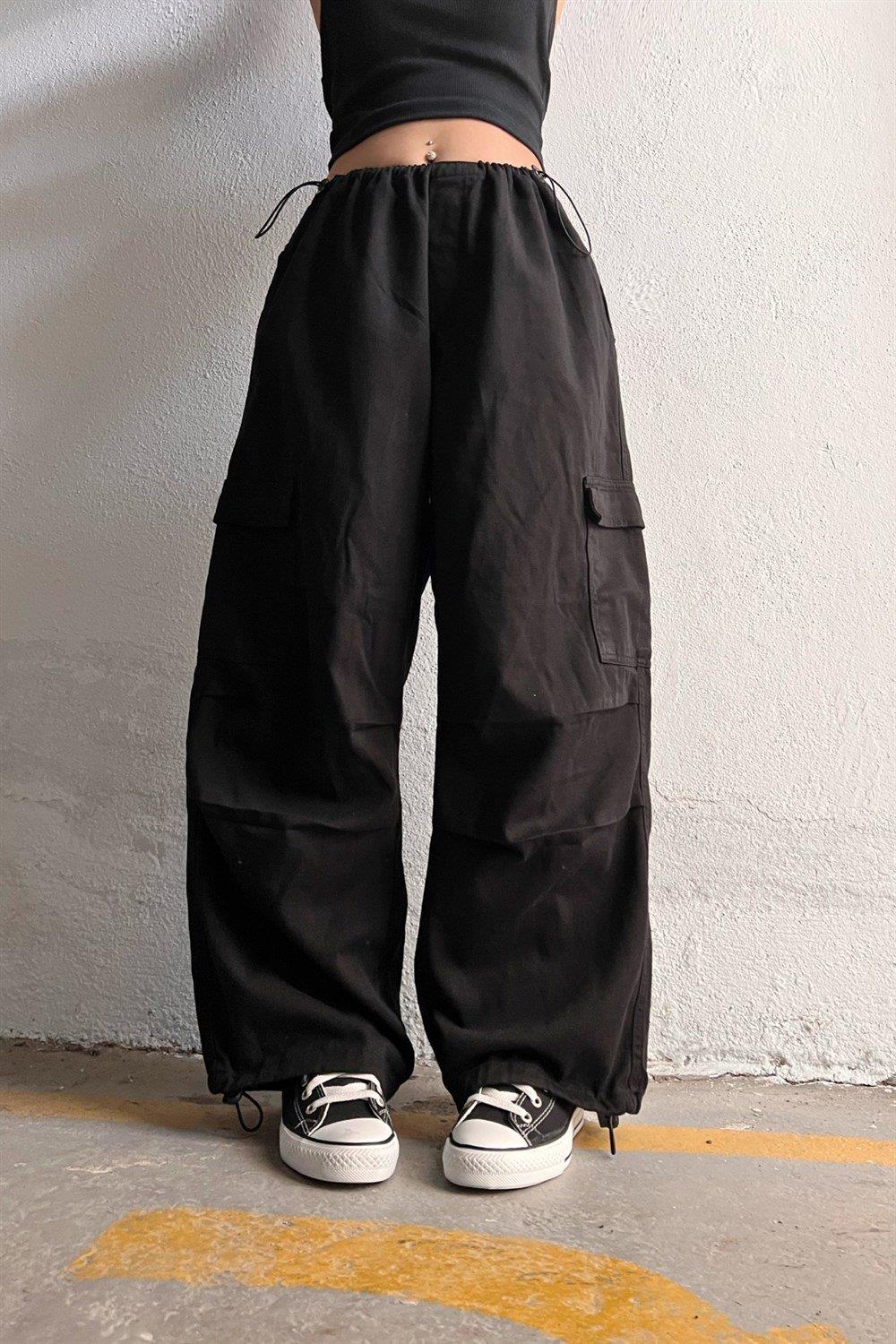Siyah Ekstra Salaş Baggy Pantolon