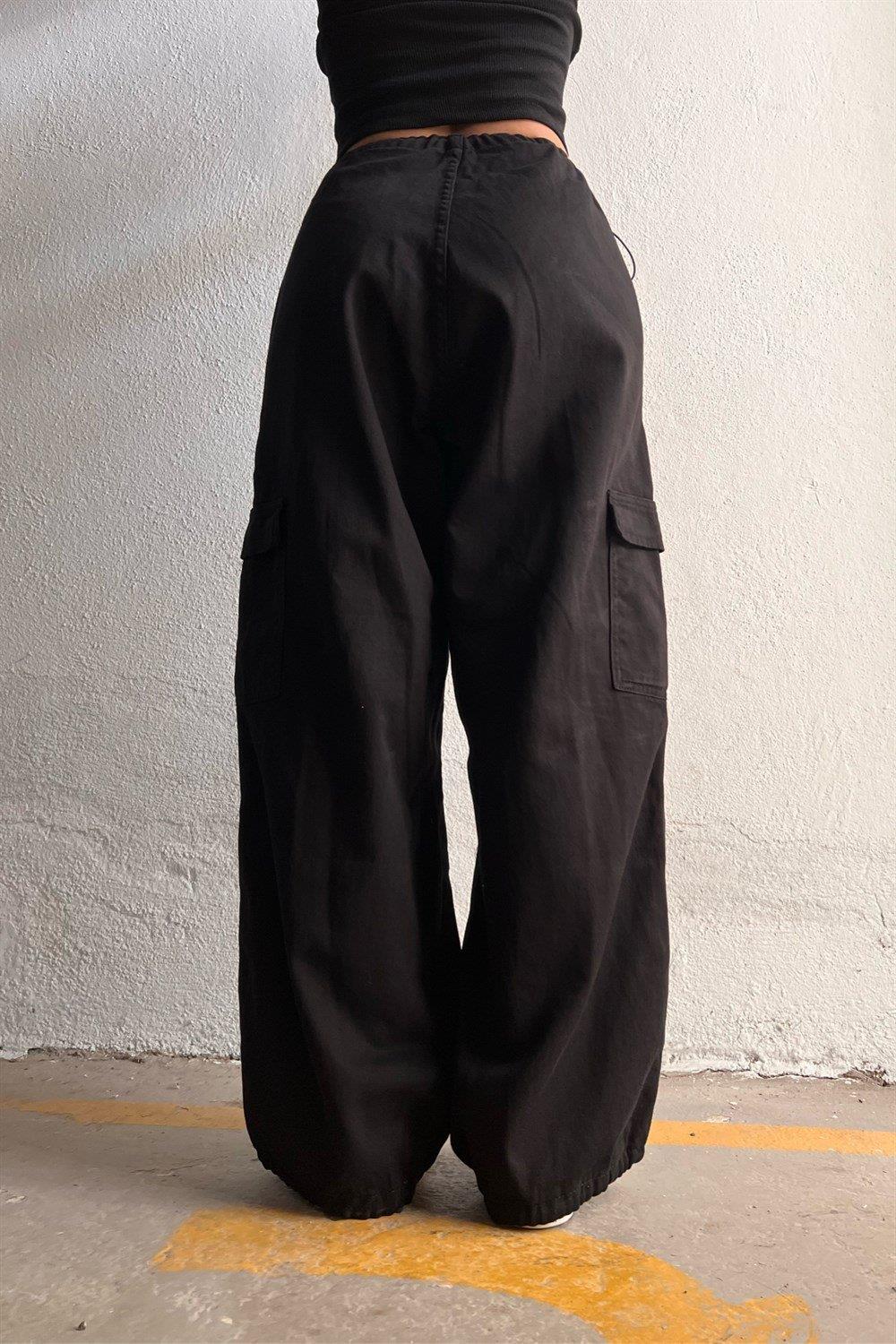 Siyah Ekstra Salaş Baggy Pantolon
