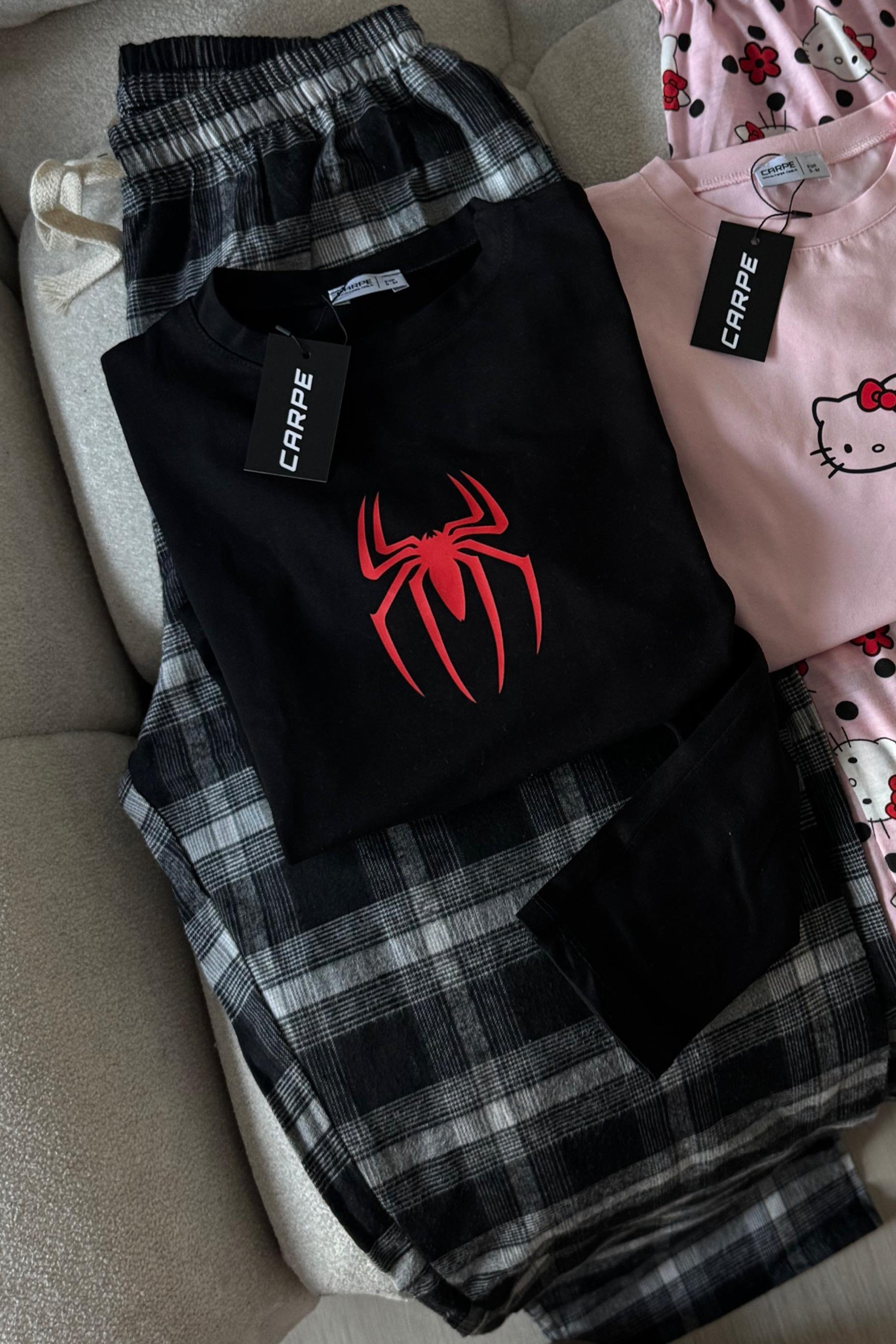 Siyah Gri Ekoseli Eşofman