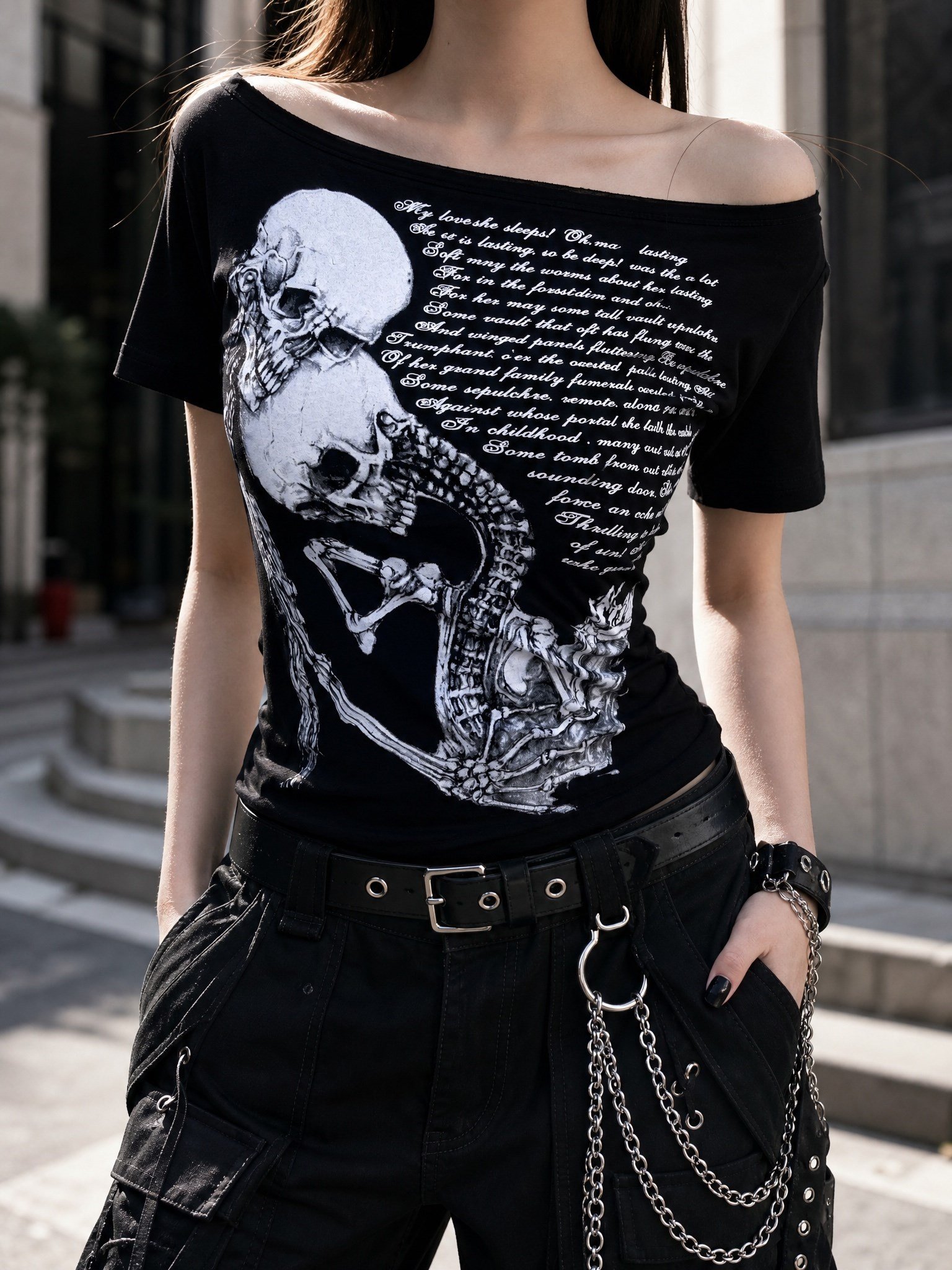 Skulls Letter Love Body Cyber Grunge Gothic Y2K