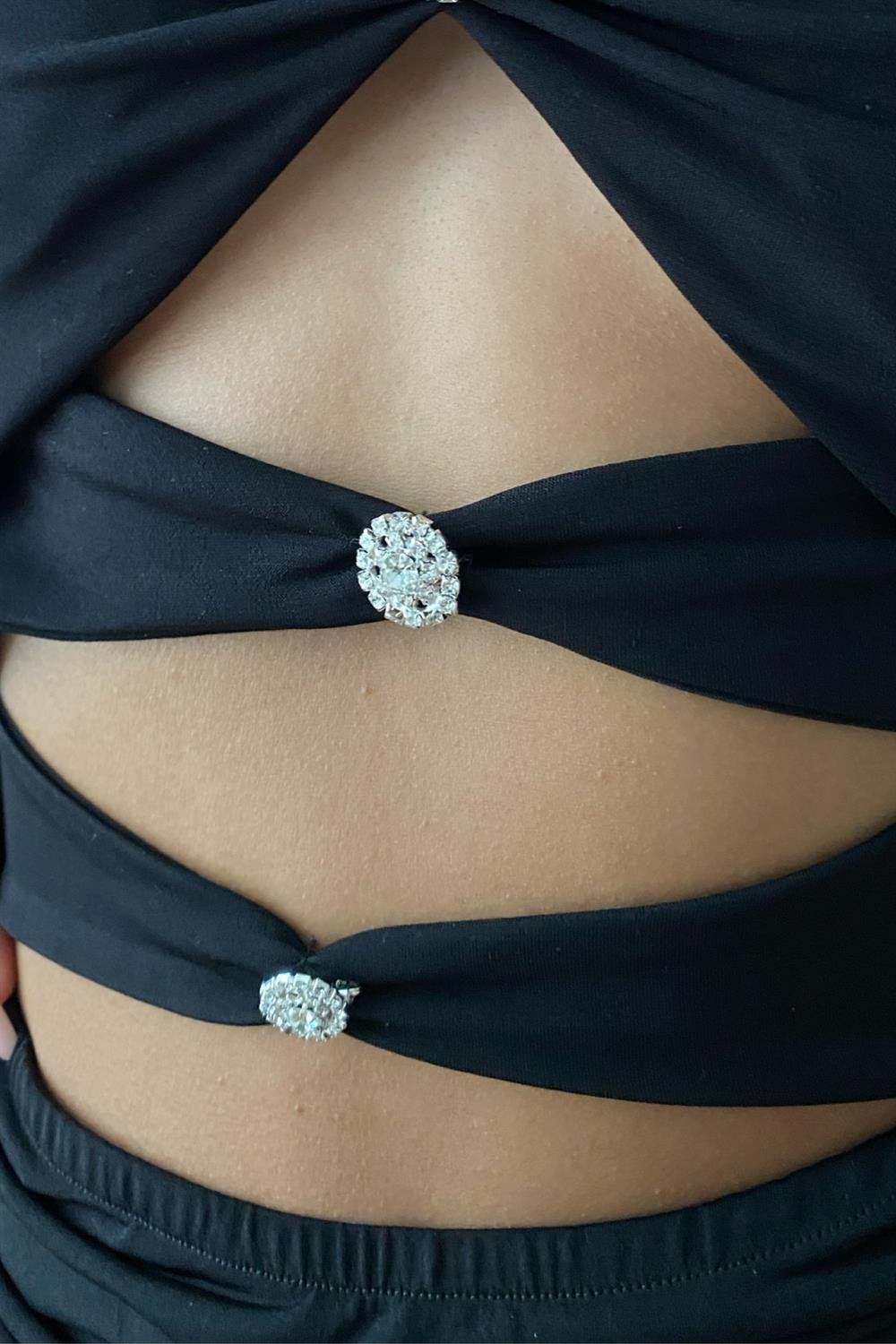 Stone Detail Mini Elbise